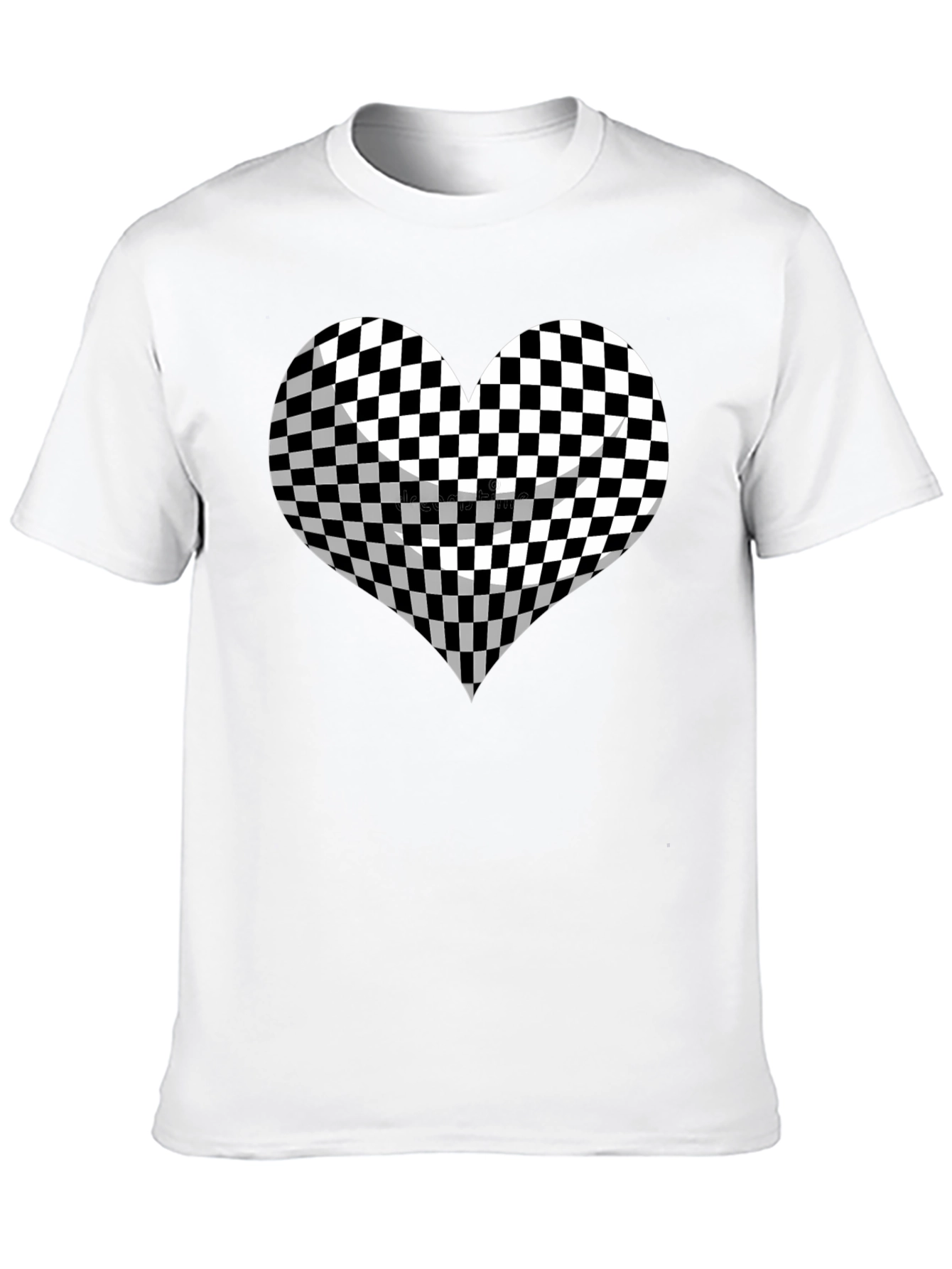 Black Checkered Heart Graphic Tee - Stylish Black T-Shirt view 10