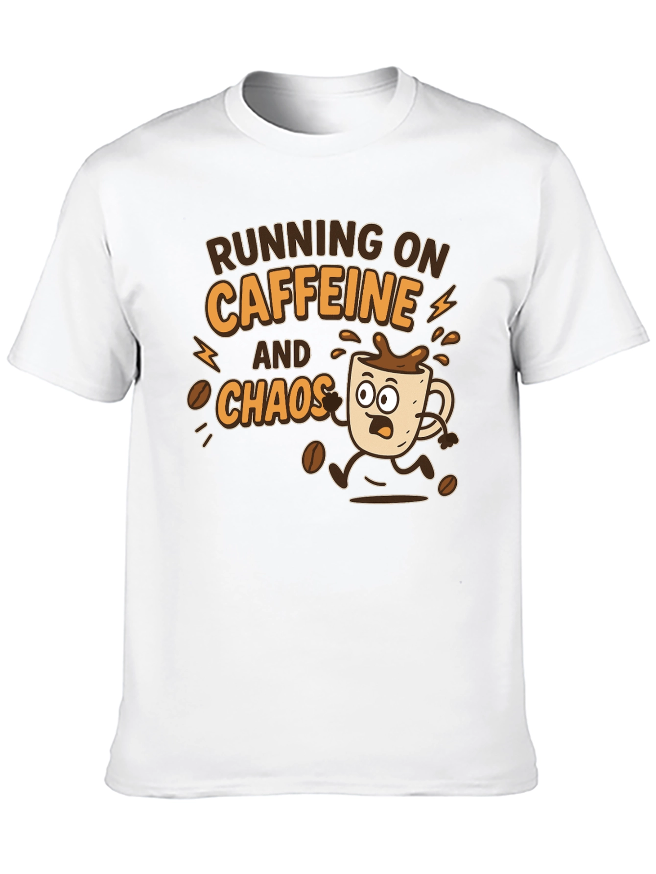 Black Running on Caffeine and Chaos Graphic Tee view 10