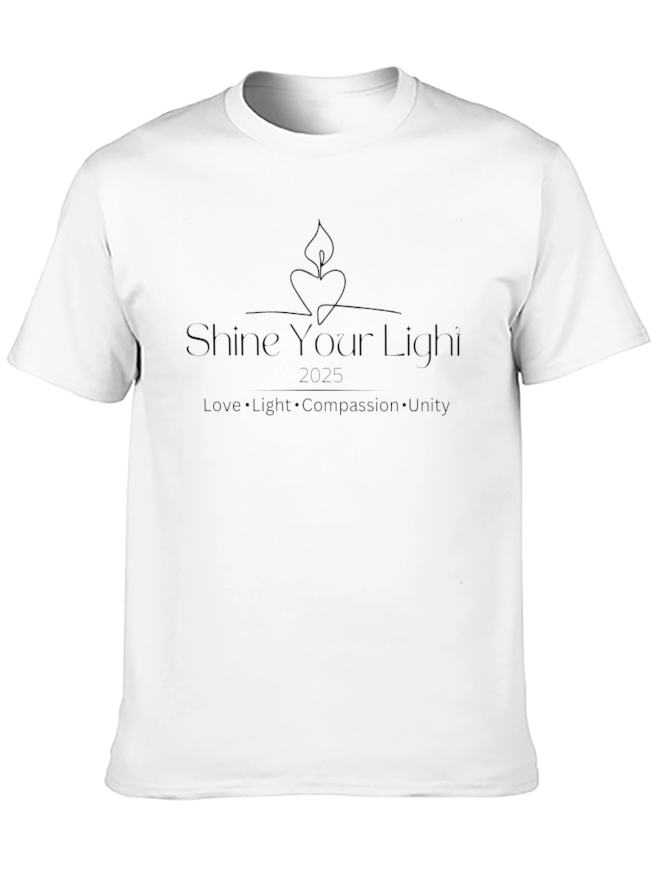 Black Shine Your Light T-Shirt - Black, Heart Candle Graphic view 10