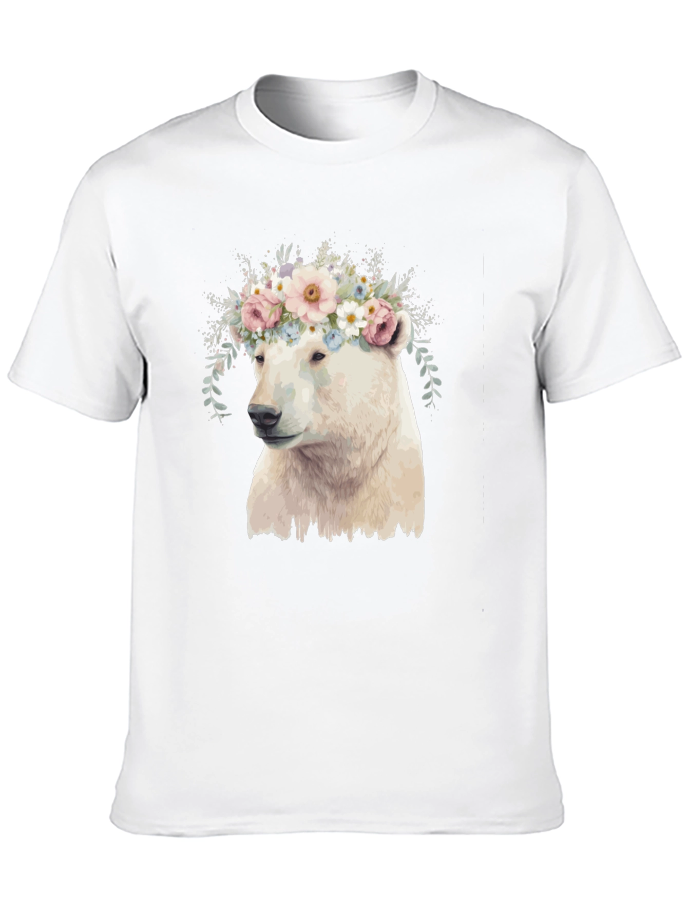 Black Polar Bear Floral Crown Graphic Tee - Black view 10
