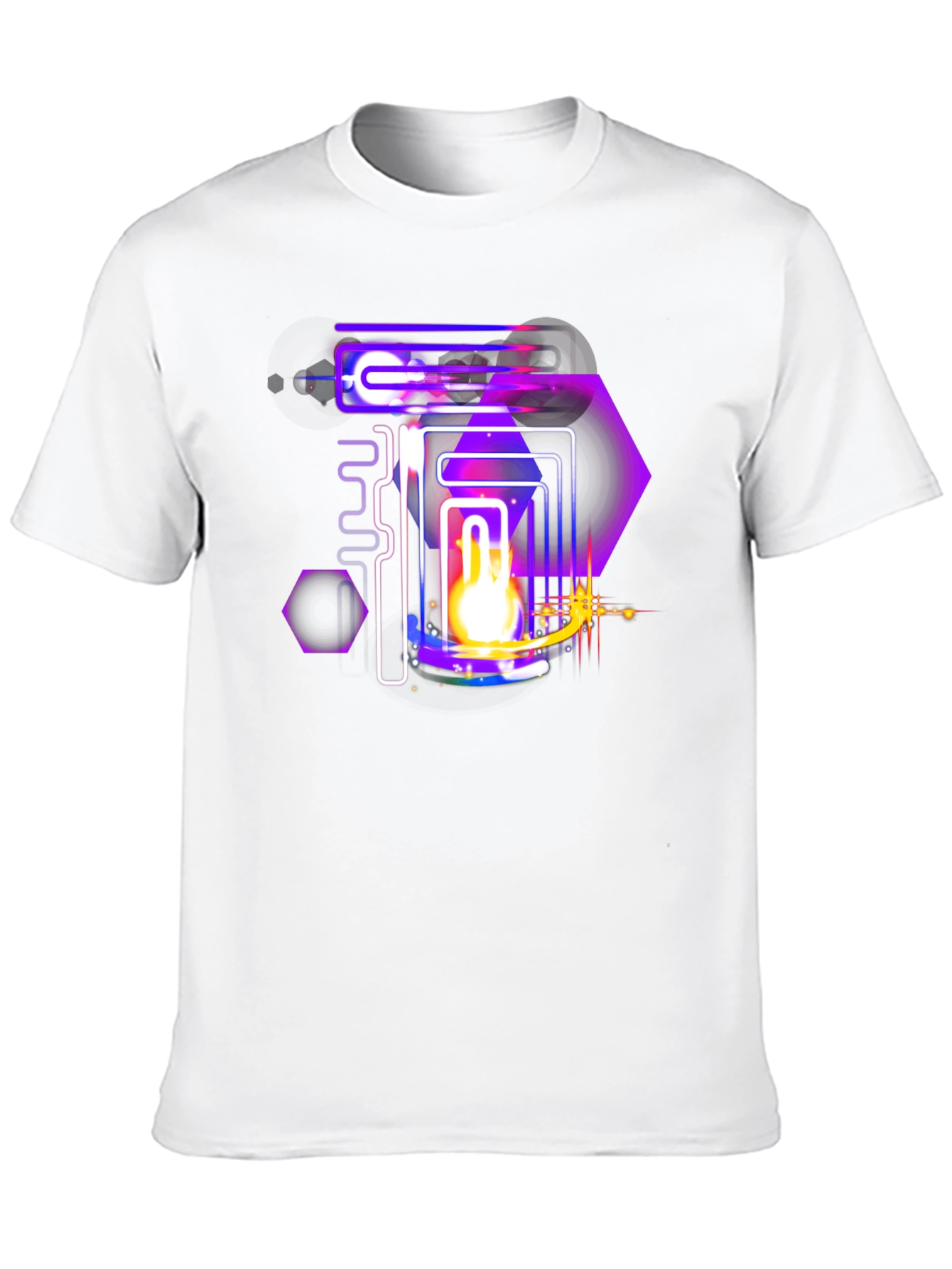 Black Abstract Neon Graphic Black Tee view 10