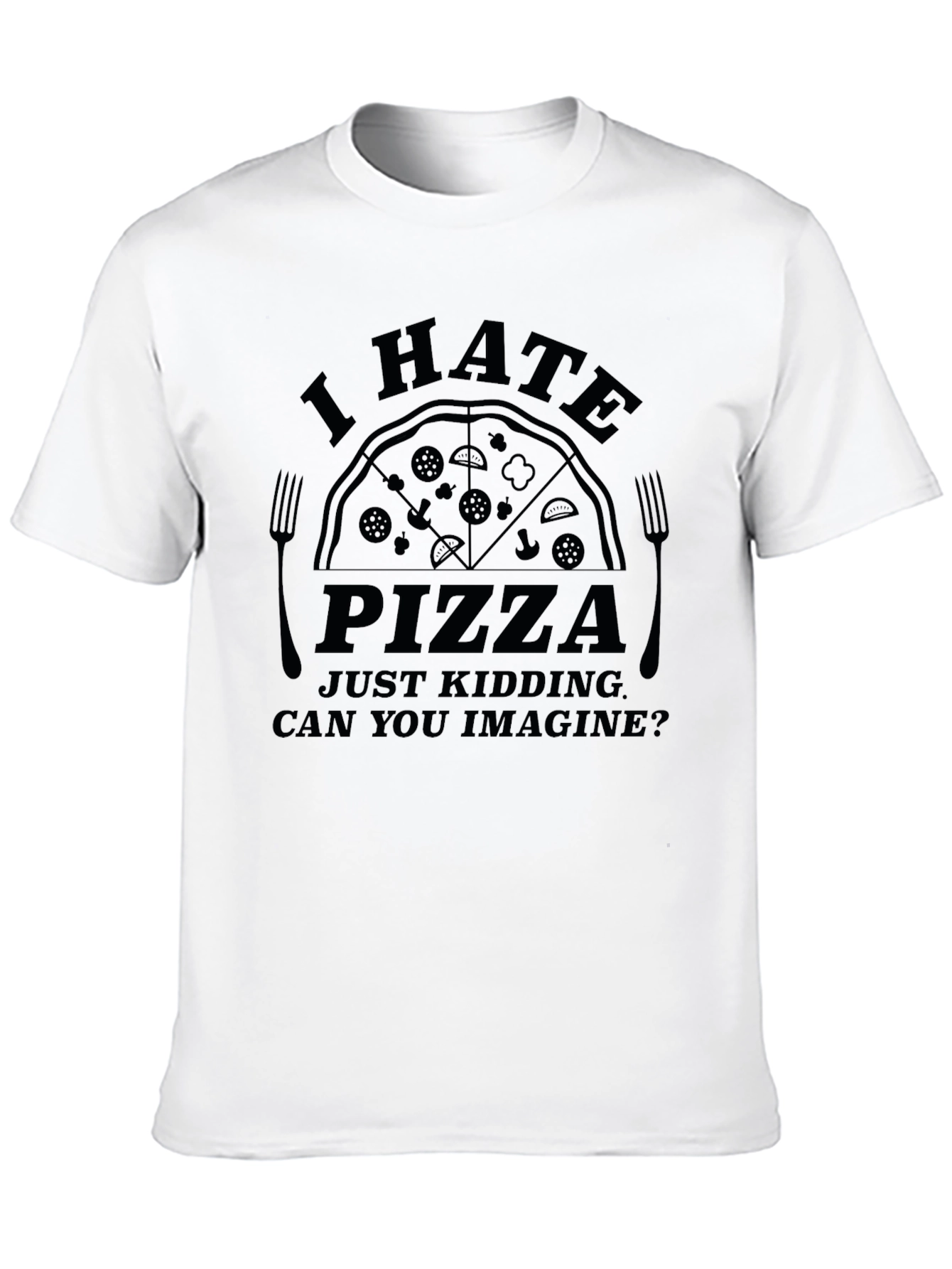 Black I Hate Pizza Graphic T-Shirt - Novelty Foodie Tee view 10