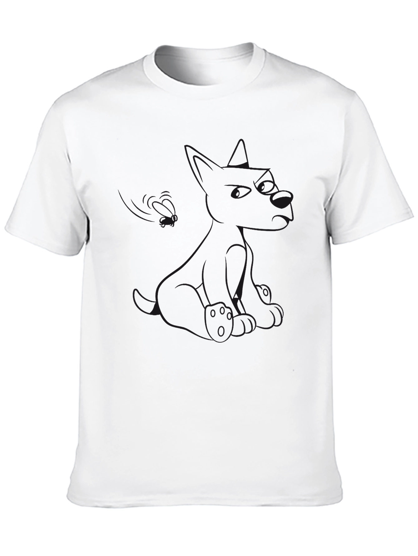 Black Men's Black Graphic Tee - Subtle Cartoon Dog Design view 10