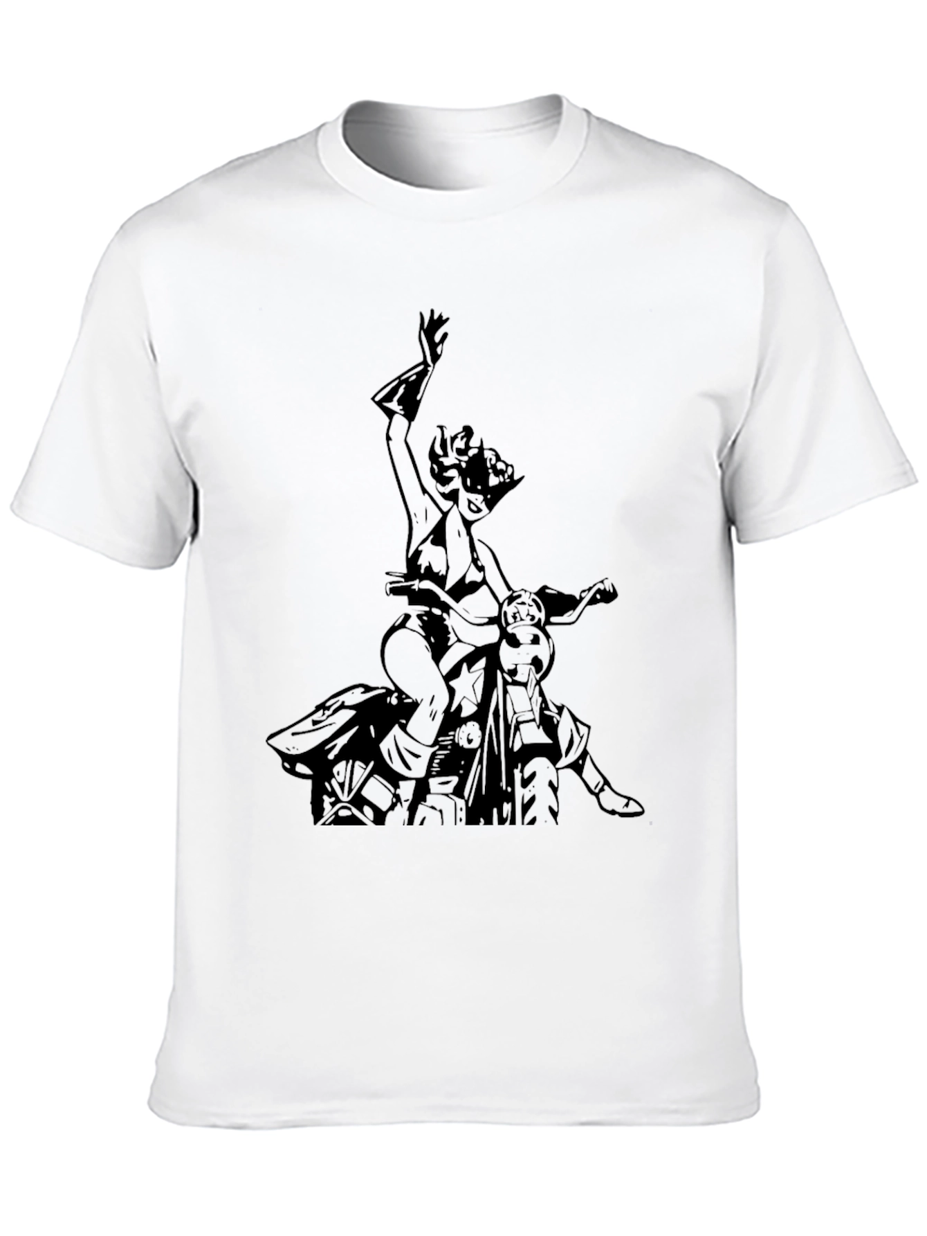 Black Biker Girl Graphic Tee - Black Cotton view 10