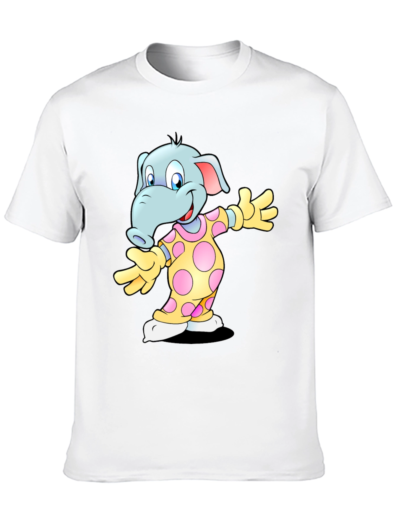 Black Cartoon Elephant Print Black T-Shirt view 10