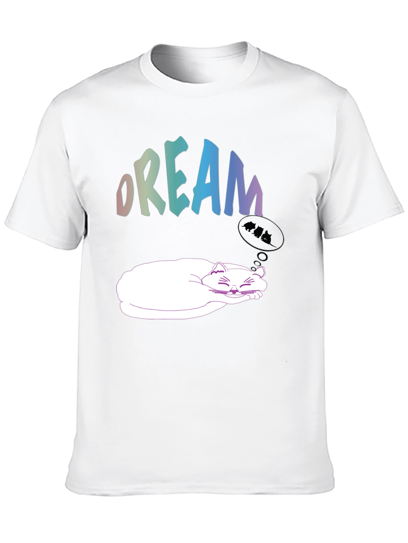 Black Dreaming Cat Graphic Tee - Soft Cotton Comfort view 10