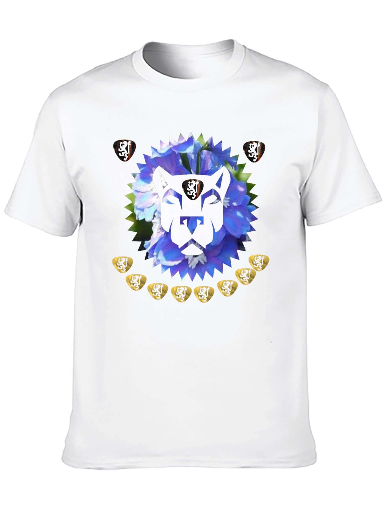 Black Geometric Lion Floral T-Shirt - Modern Graphic Tee view 10