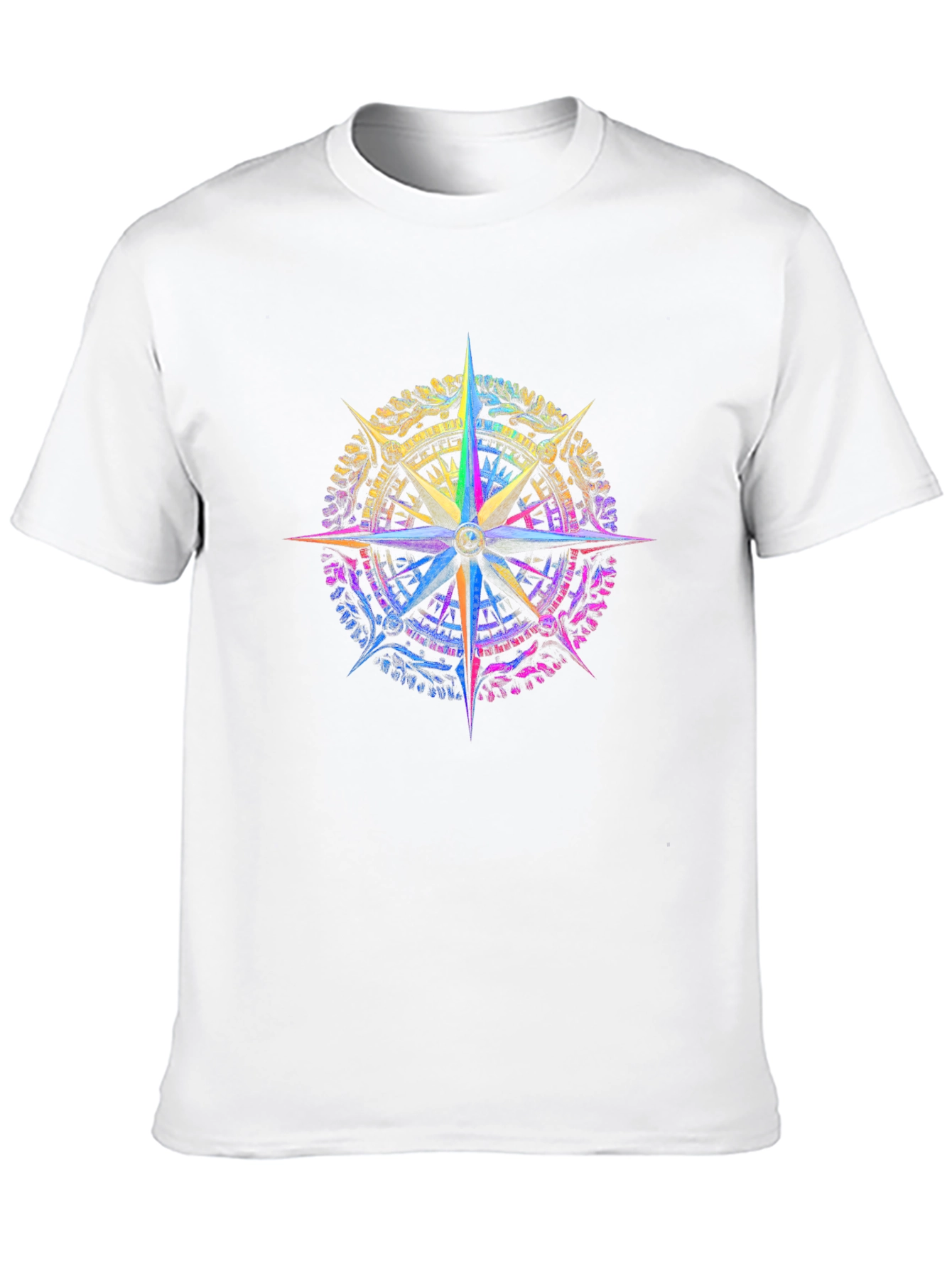 Black Neon Compass Rose Graphic T-Shirt view 10