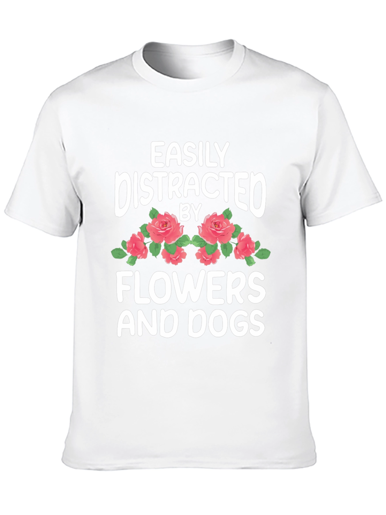 Black Easily Distracted by Flowers and Dogs T-Shirt view 10