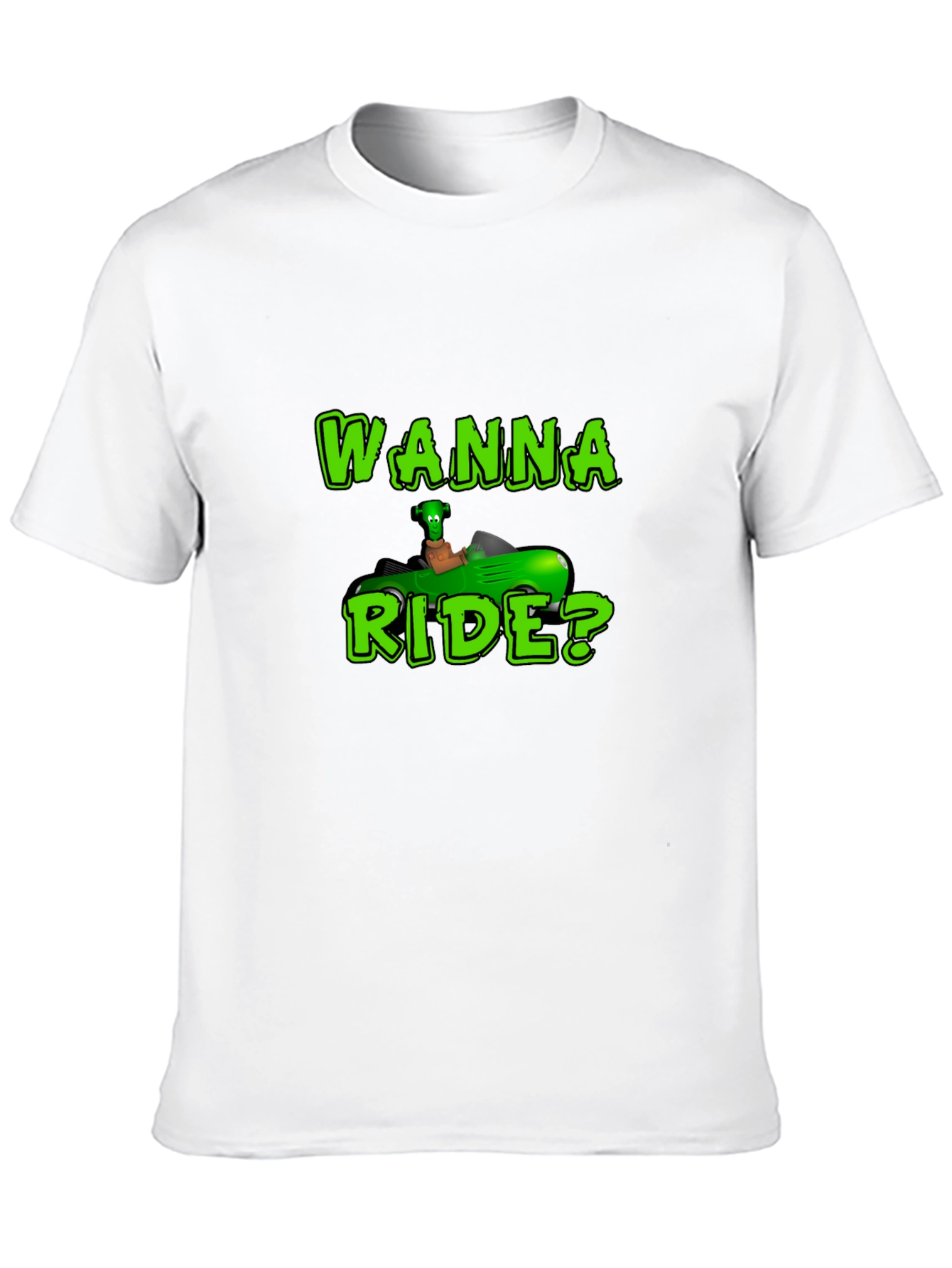 Black Wanna Ride? Green Car Black T-Shirt view 10