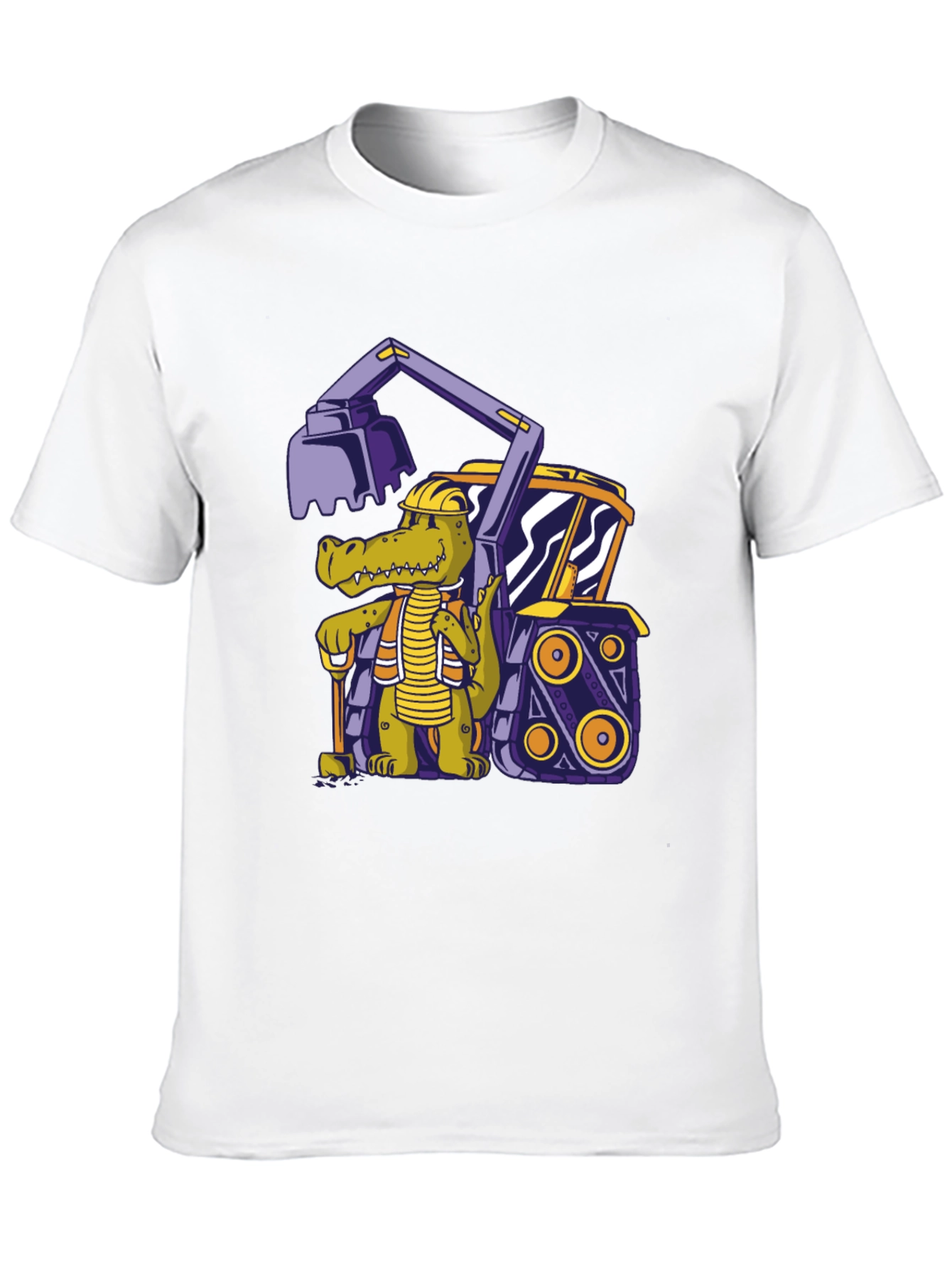 Black Crocodile Excavator T-Shirt - Cartoon Construction Tee view 10