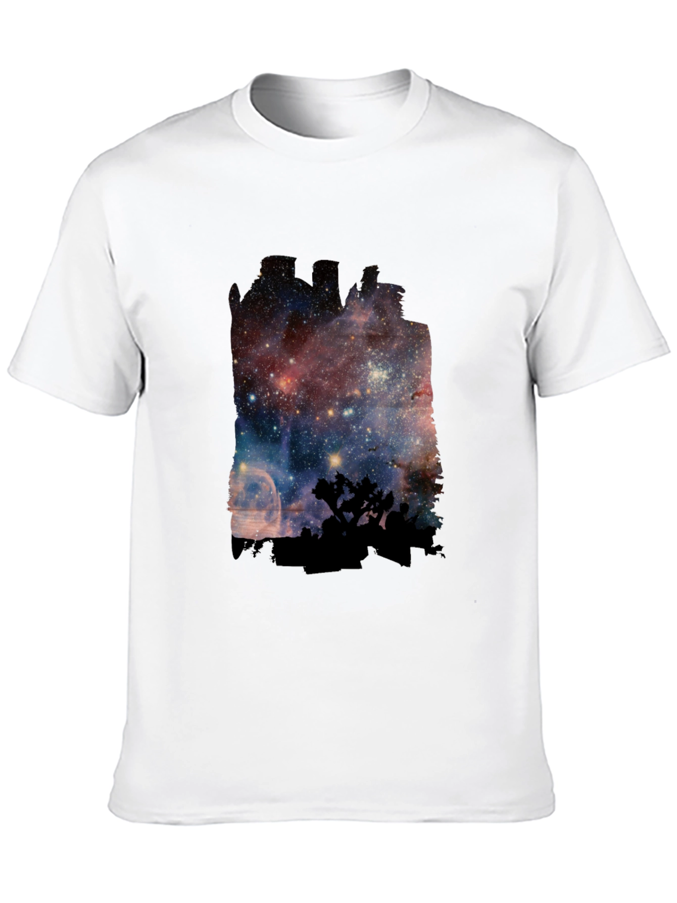 Black Nebula Silhouette T-Shirt - Cosmic Design view 10