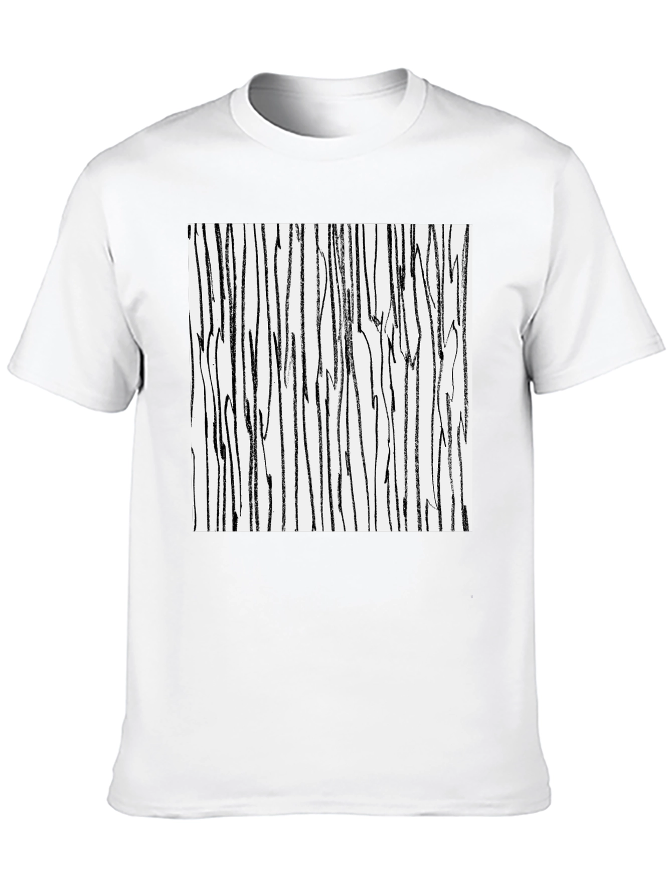 Black Abstract Stripe Print Black Cotton T-Shirt view 10