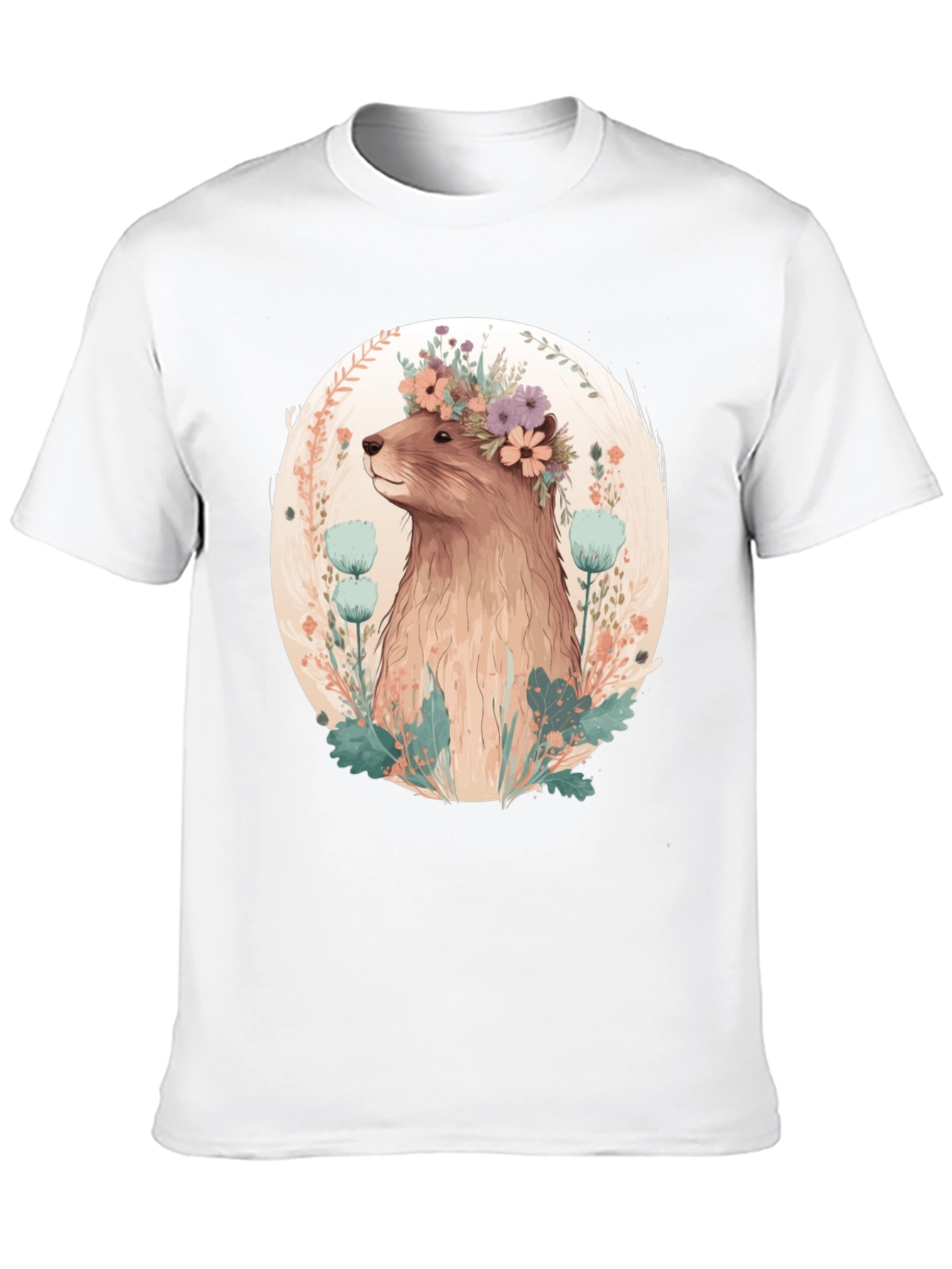 Black Floral Beaver T-Shirt - Men's Black Tee view 10