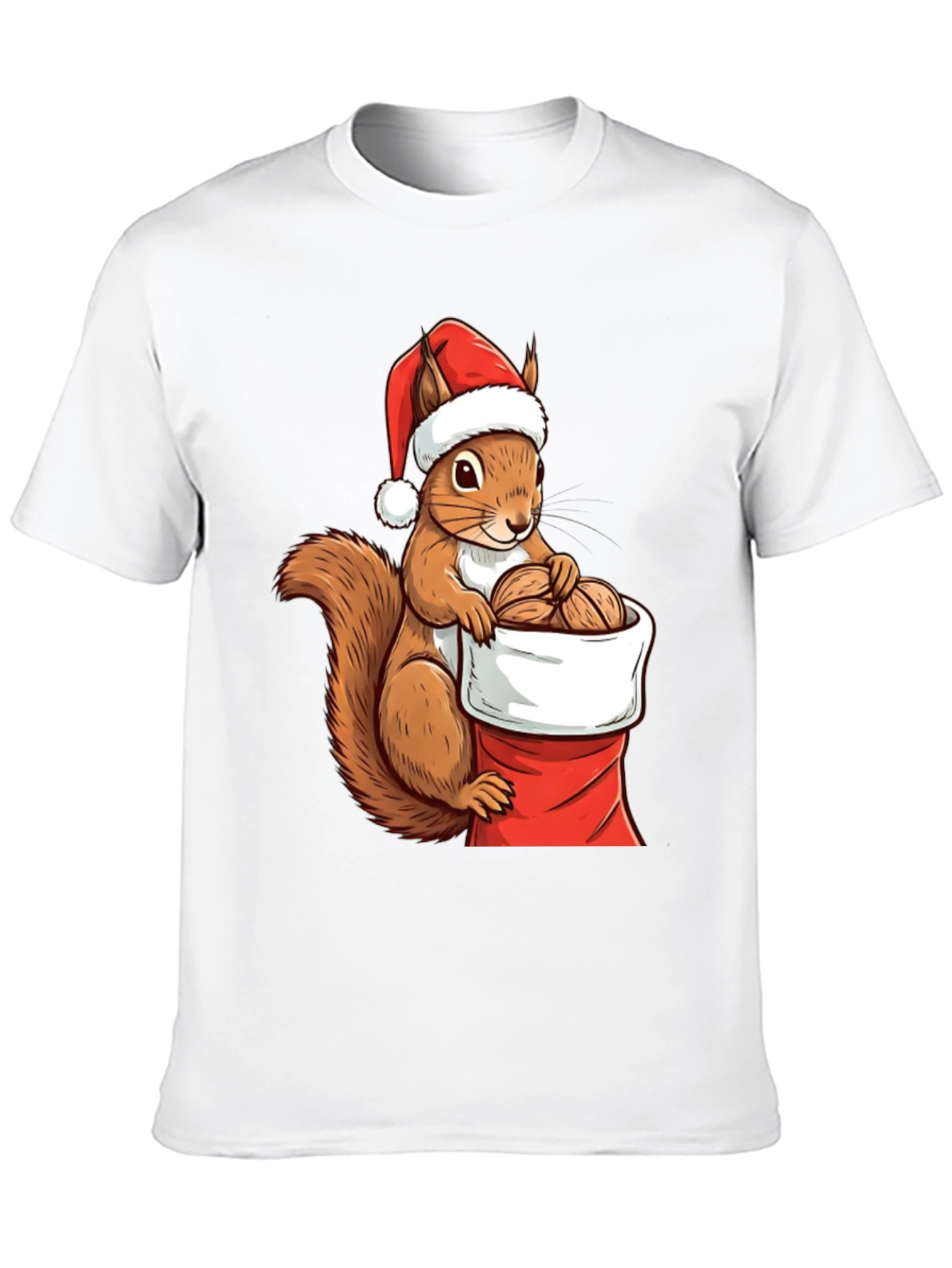 Black Festive Squirrel Santa Hat T-Shirt view 10