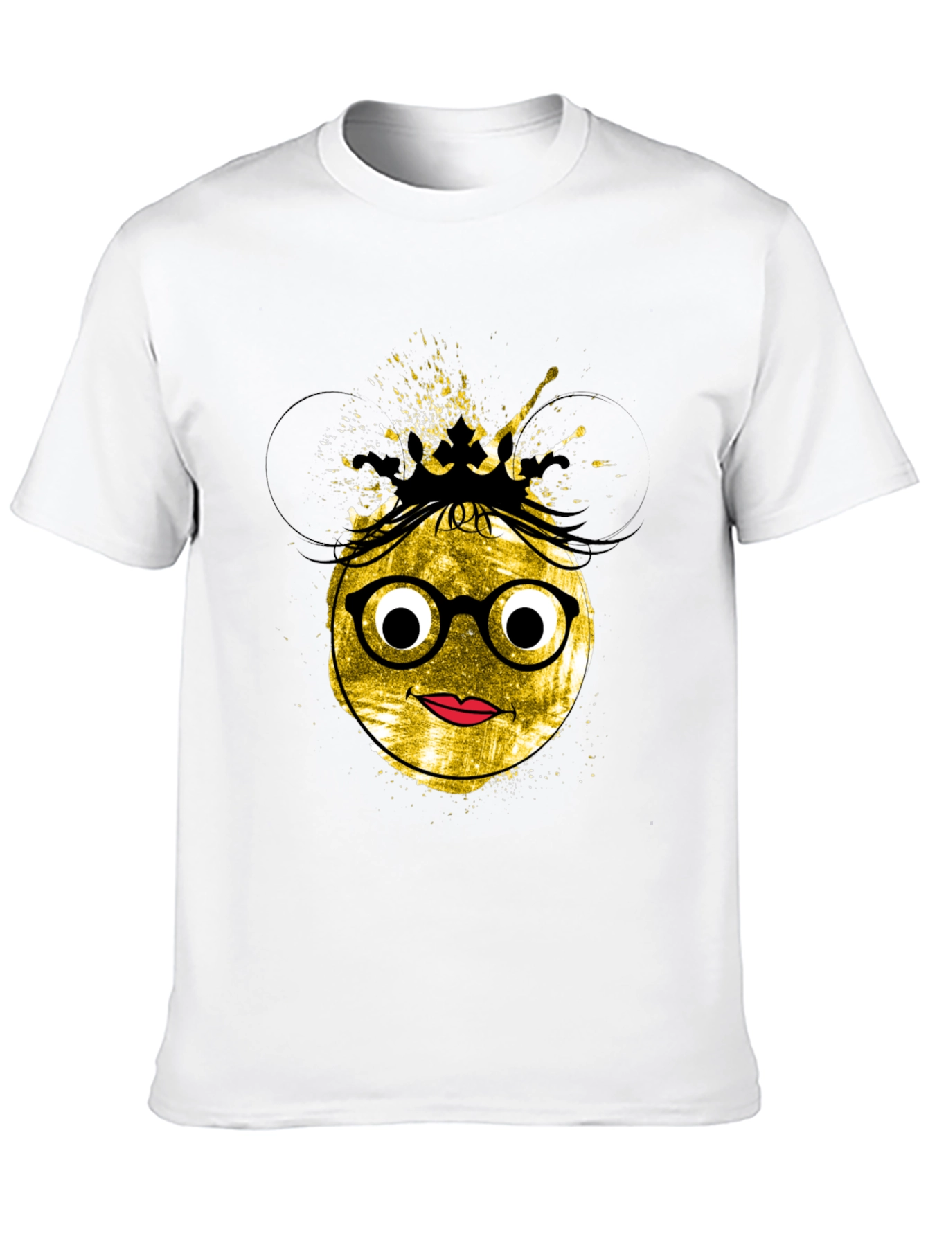 Black Trendy Graphic Tee - Nerdy Queen Emoji Design view 10