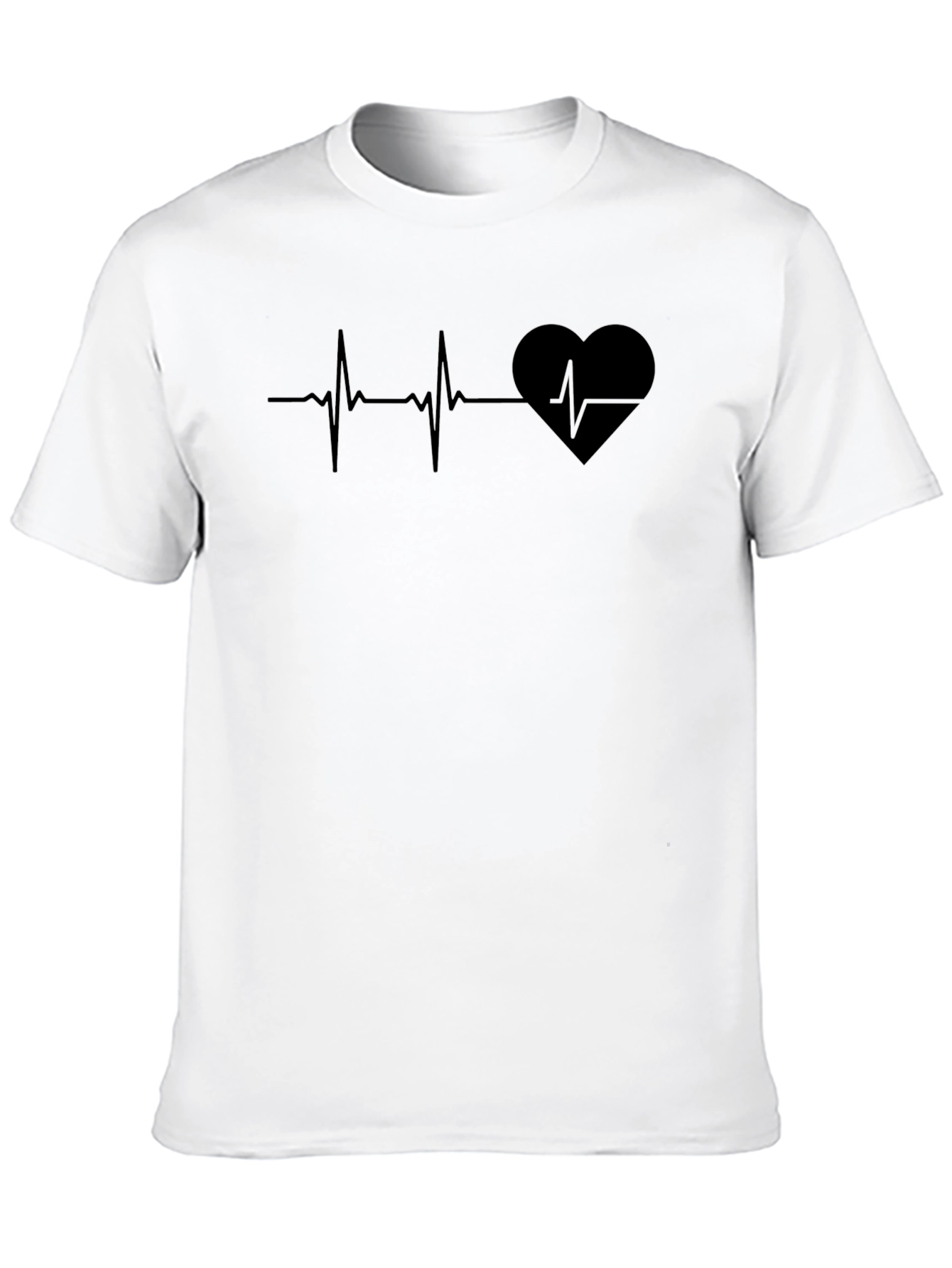 Black Heartbeat Heart Graphic T-Shirt - Black view 10