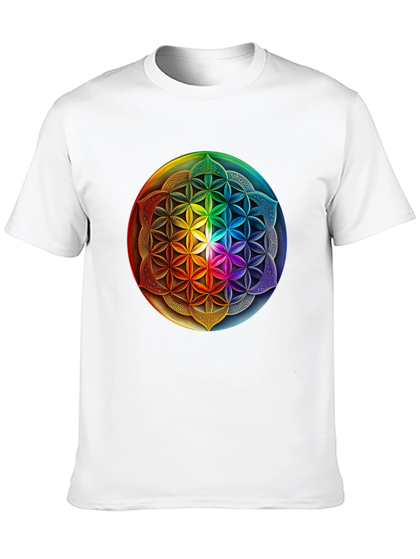 Black Rainbow Flower of Life Graphic Tee view 10
