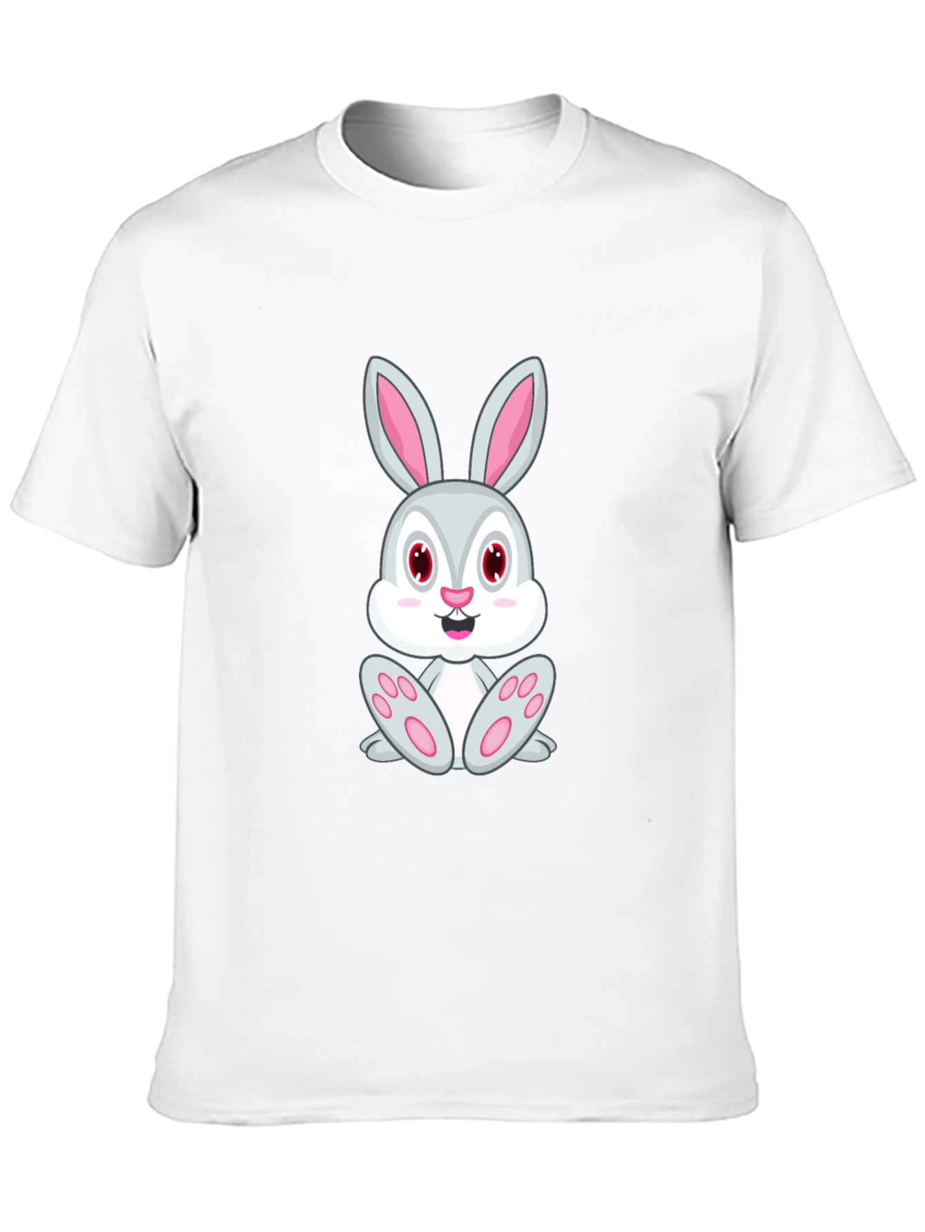 Black Cute Bunny Graphic Tee - Black Cotton T-Shirt view 10