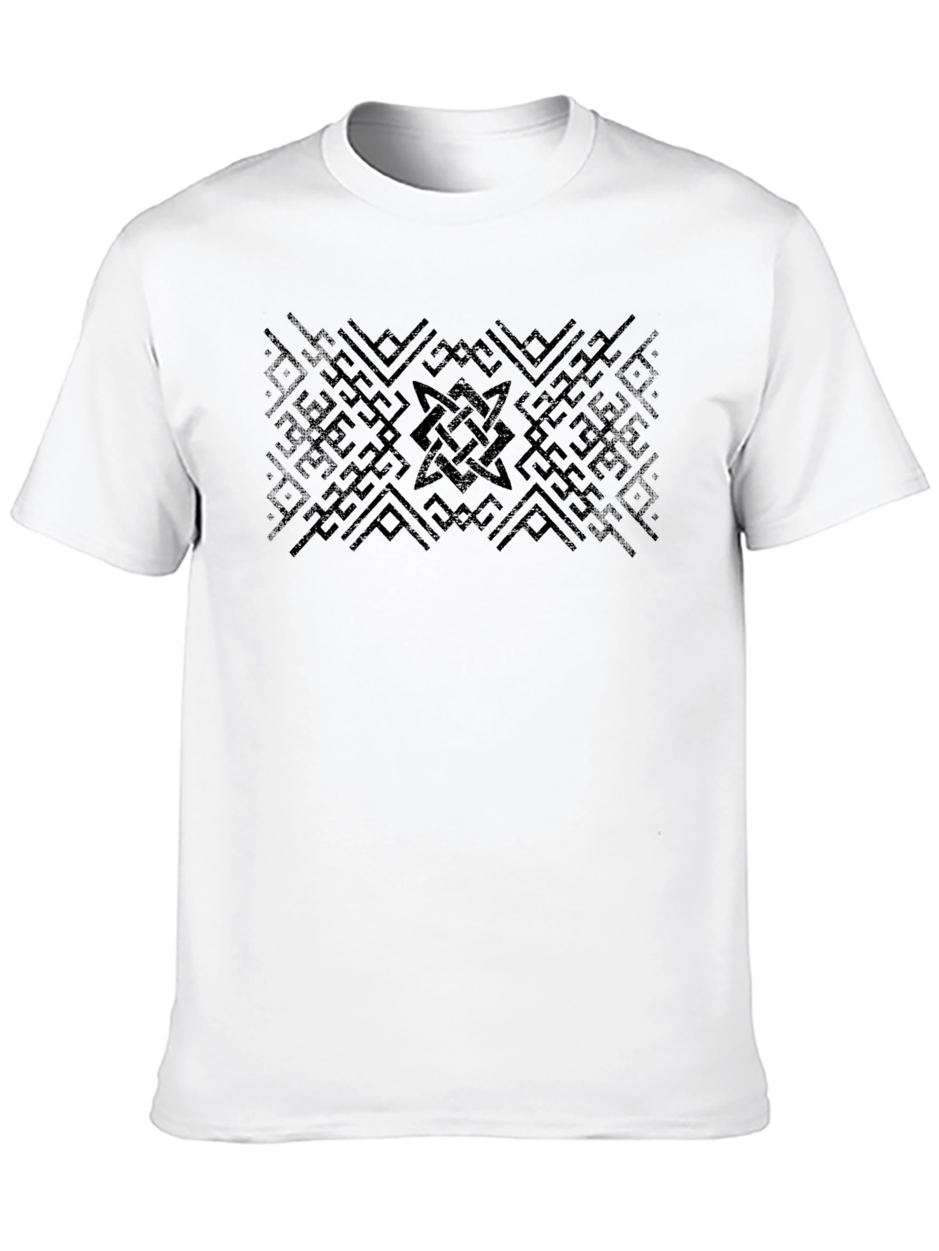 Black Geometric Pattern Black T-Shirt view 10