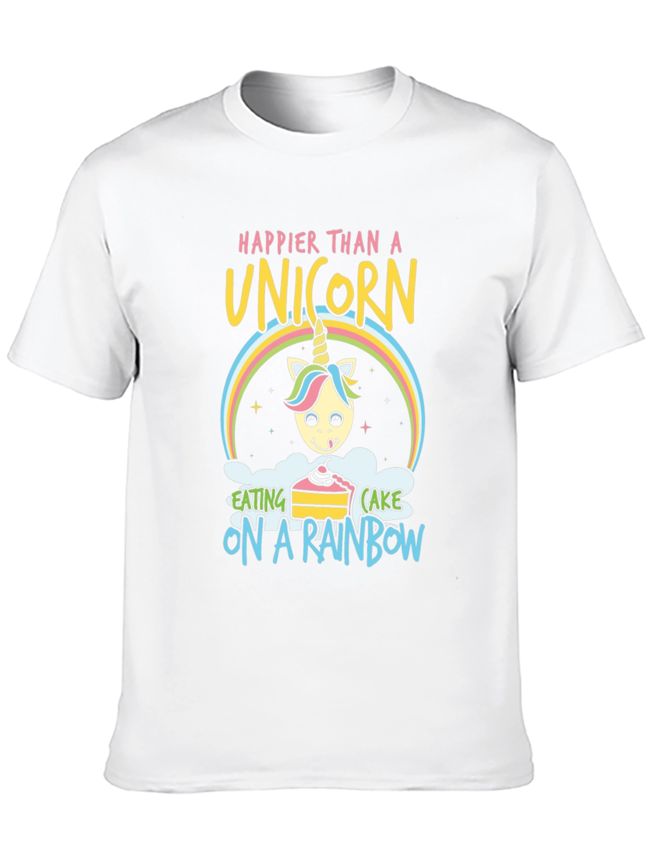 Black Happy Unicorn Rainbow Cake Graphic Tee view 10