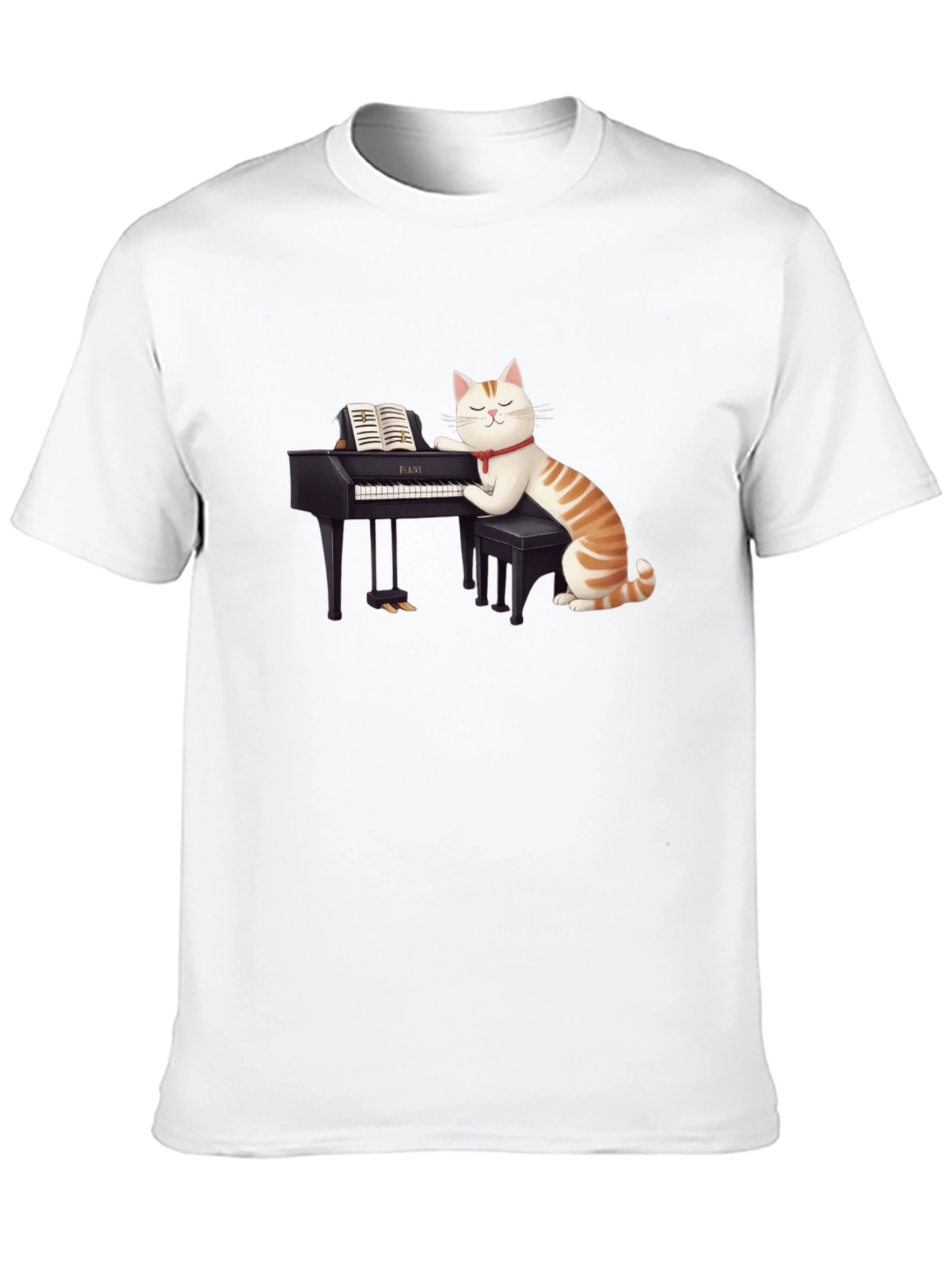 Black Cat Playing Piano T-Shirt - Unique Graphic Tee view 10