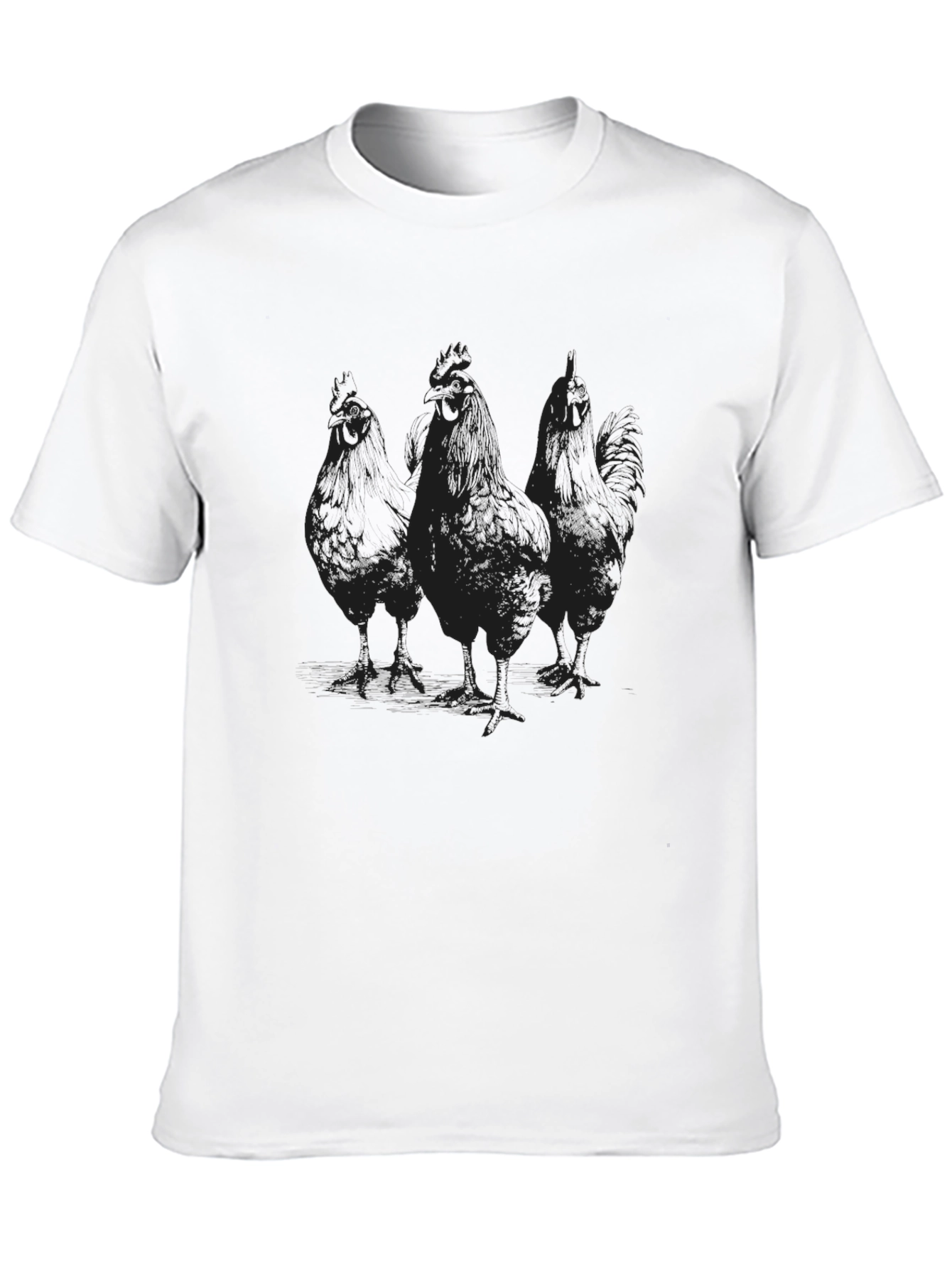 Black Men's Black Chicken Graphic T-Shirt view 10