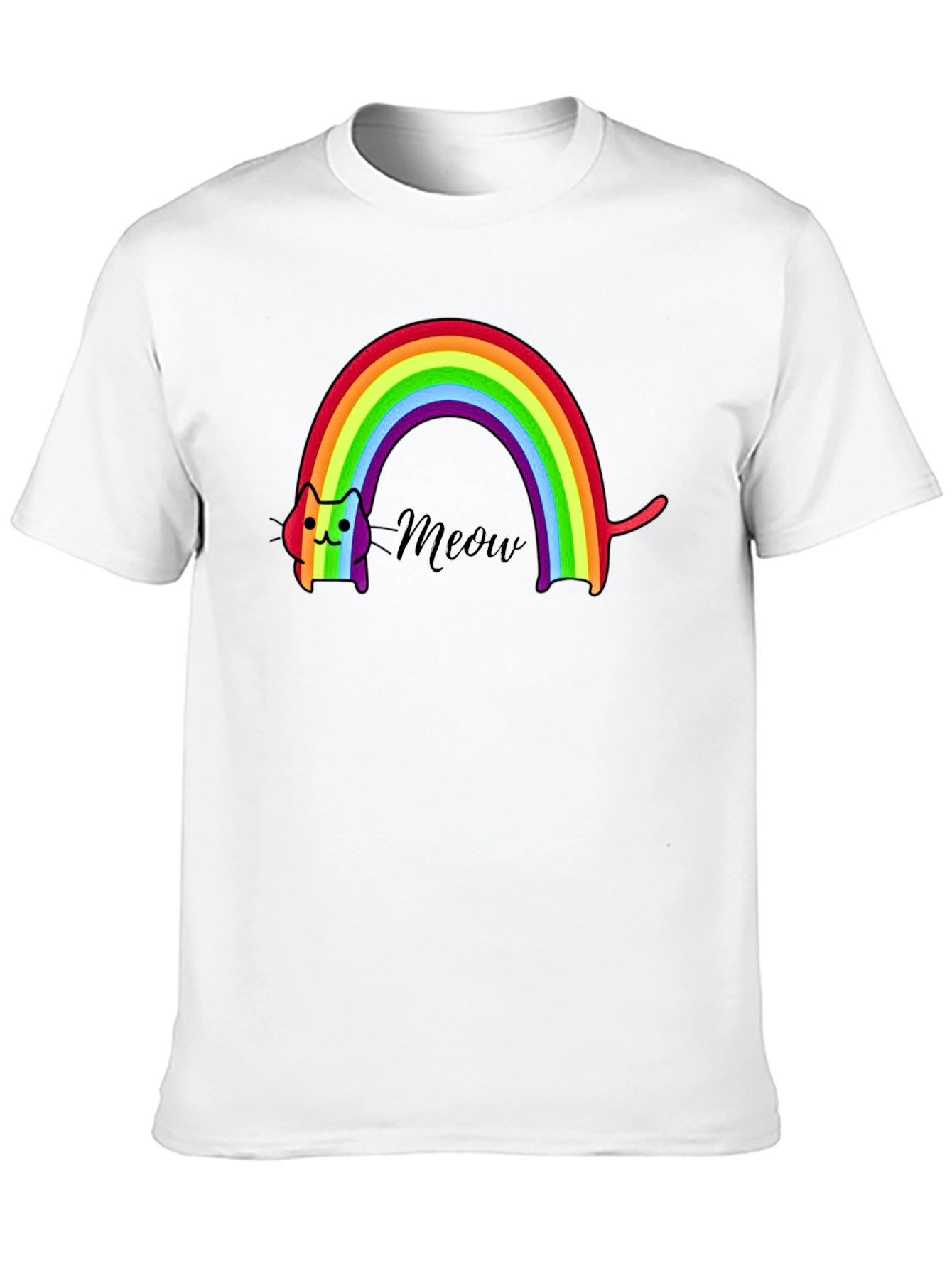 Black Rainbow Cat Meow T-Shirt view 10