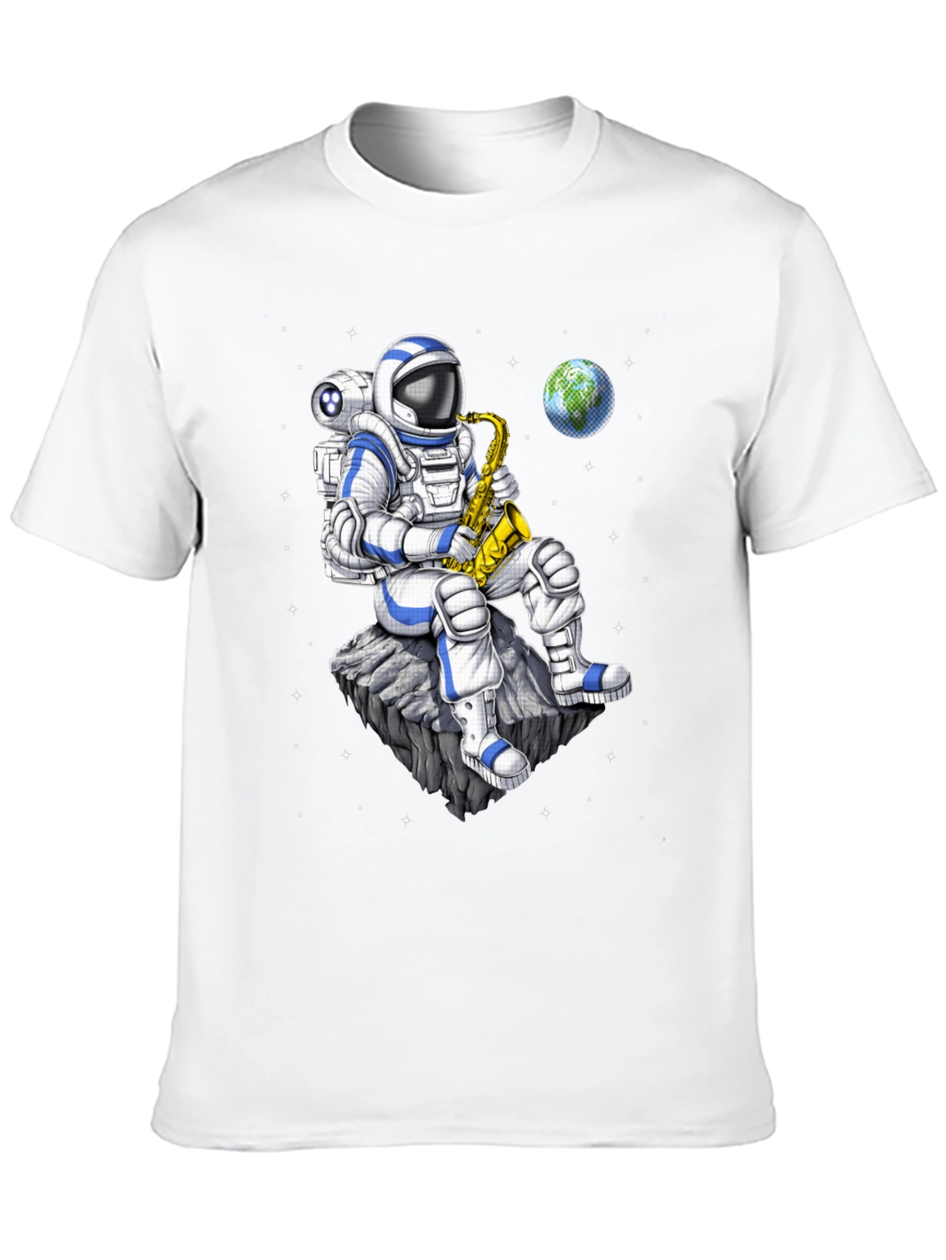 Black Astronaut Saxophone T-Shirt: Space Musician Tee view 10
