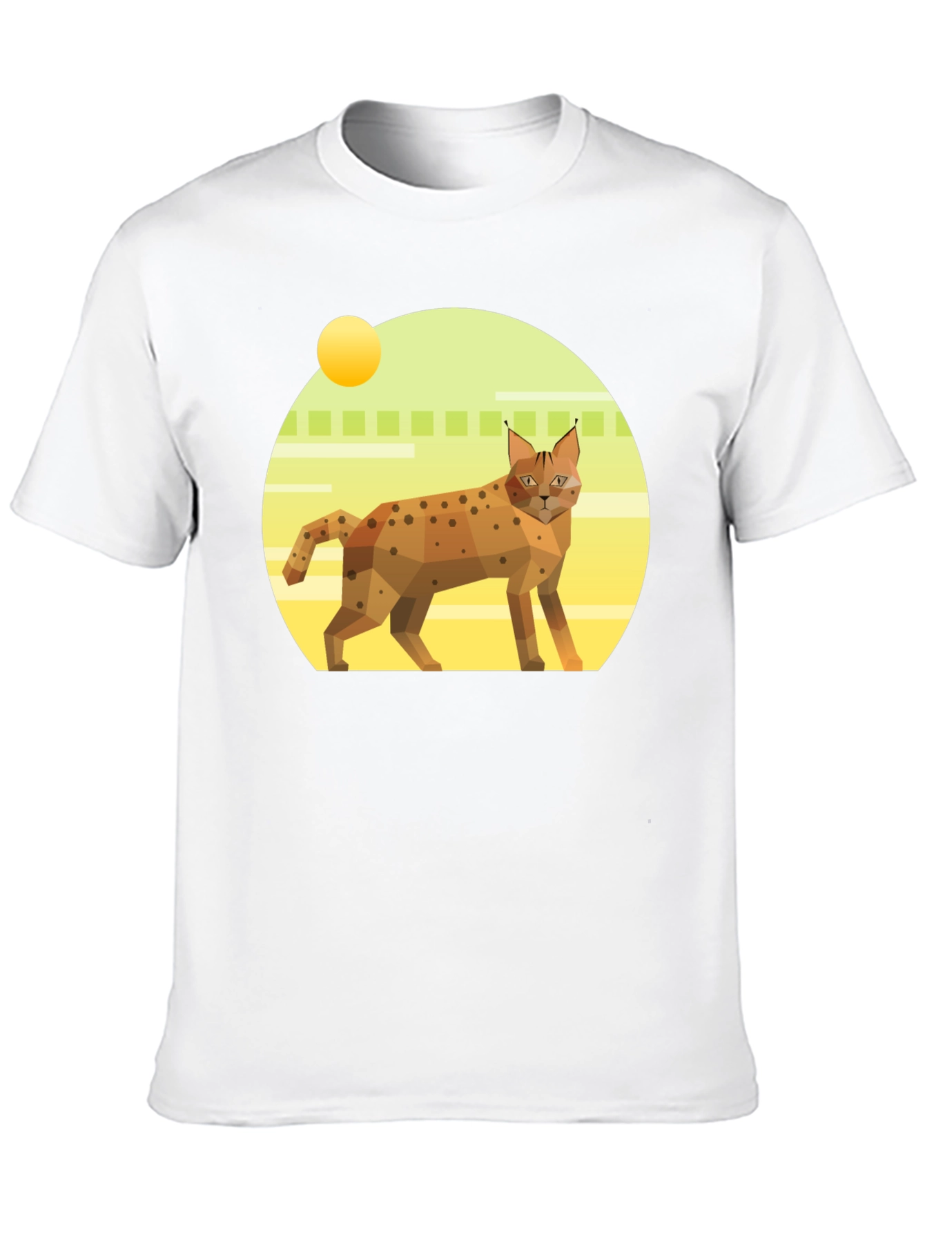 Black Geometric Lynx T-Shirt - Cool Cat Graphic Tee view 10