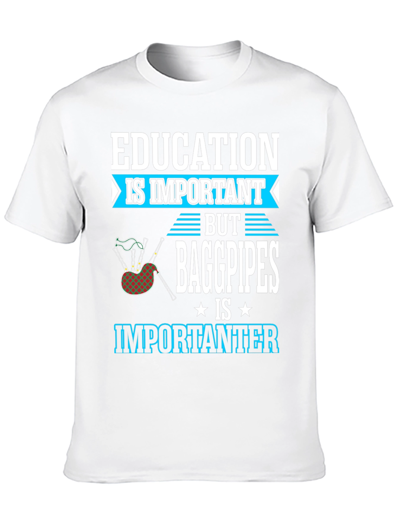 Black Education vs Bagpipes T-Shirt - Importanter Funny Tee view 10