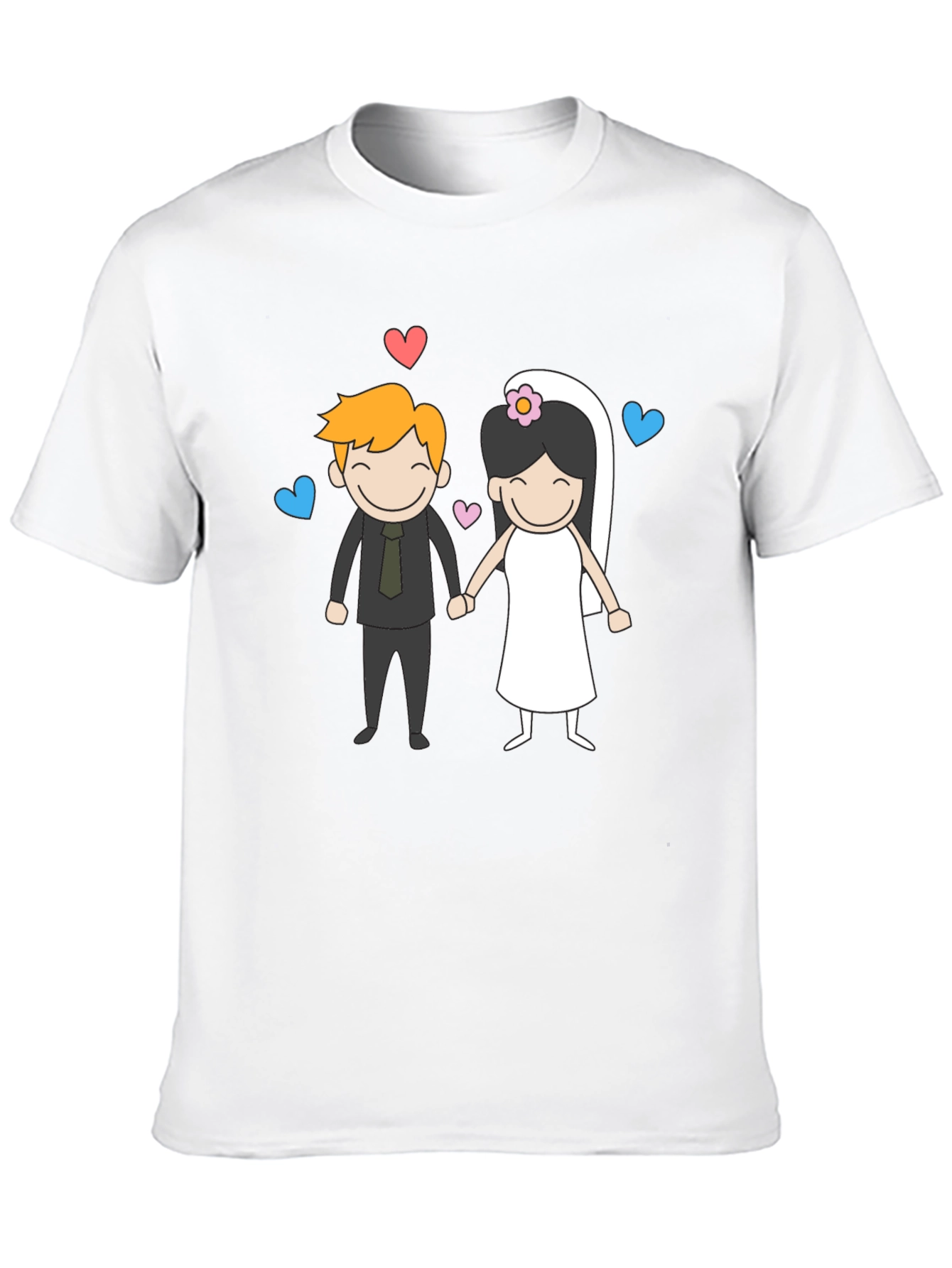 Black Cartoon Wedding Couple Graphic Tee - Black view 10