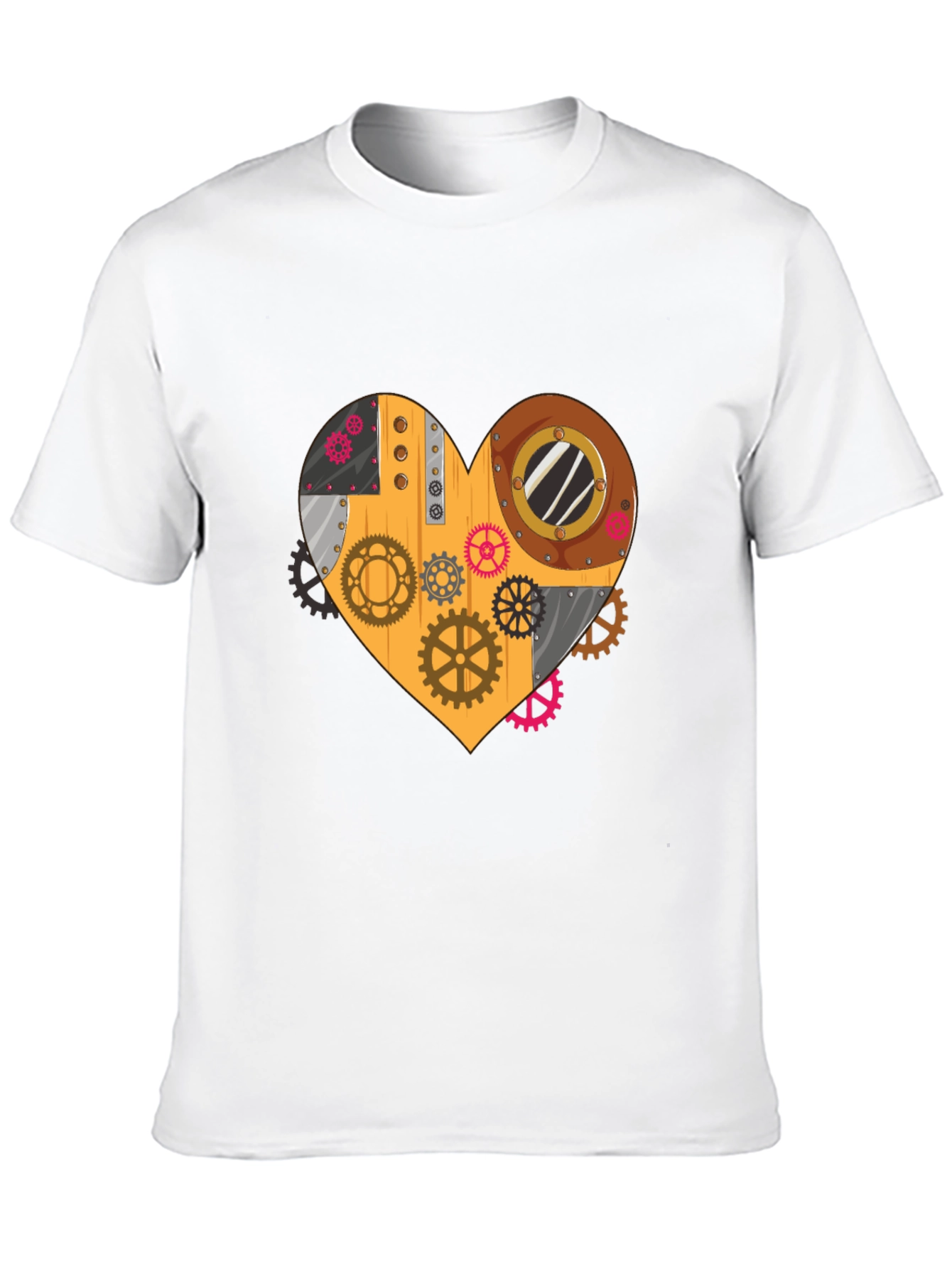 Black Steampunk Heart Gear T-Shirt - Unique Design view 10