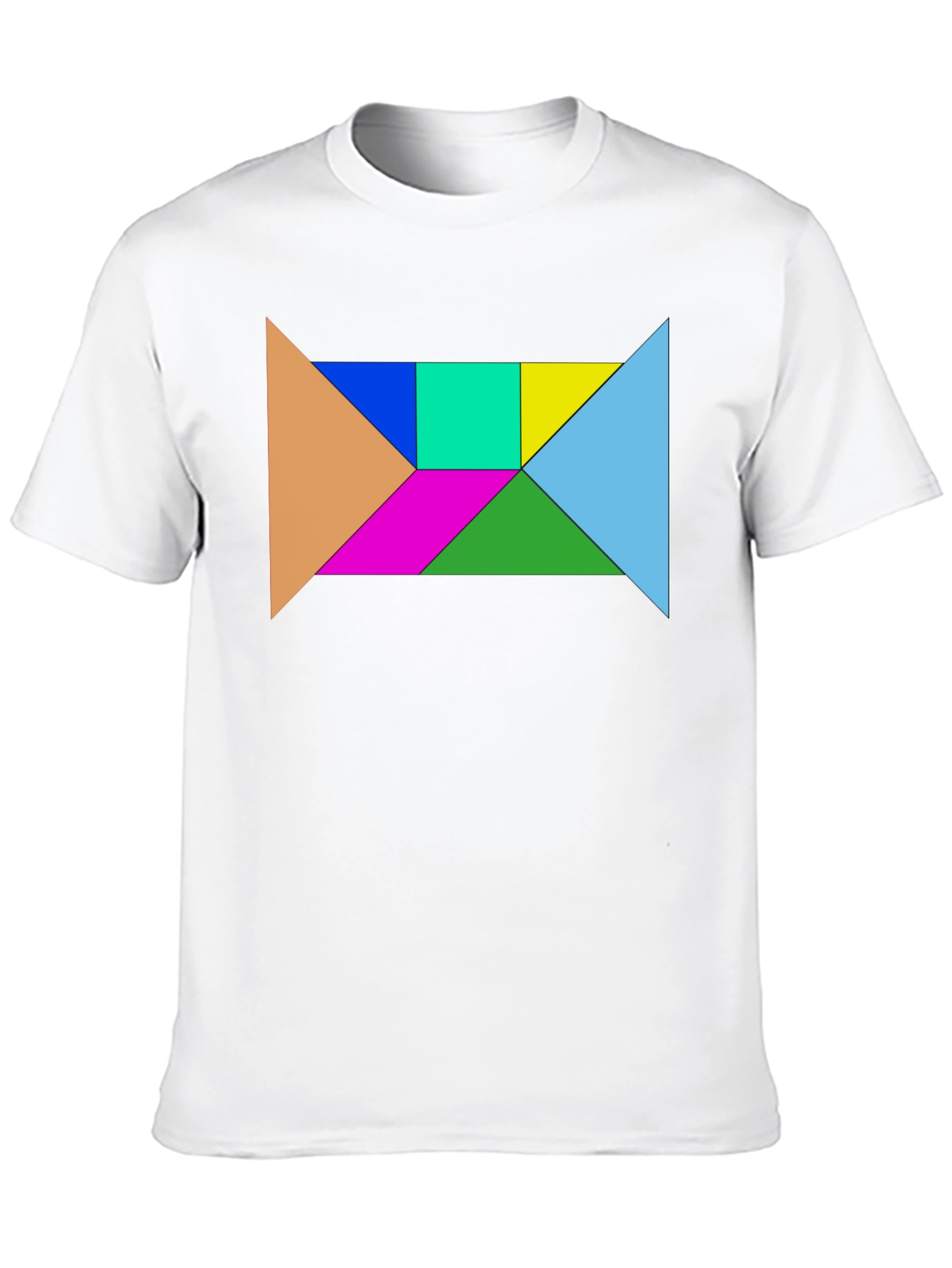 Black Geometric Tangram Puzzle Graphic Tee - Black Cotton Blend view 10