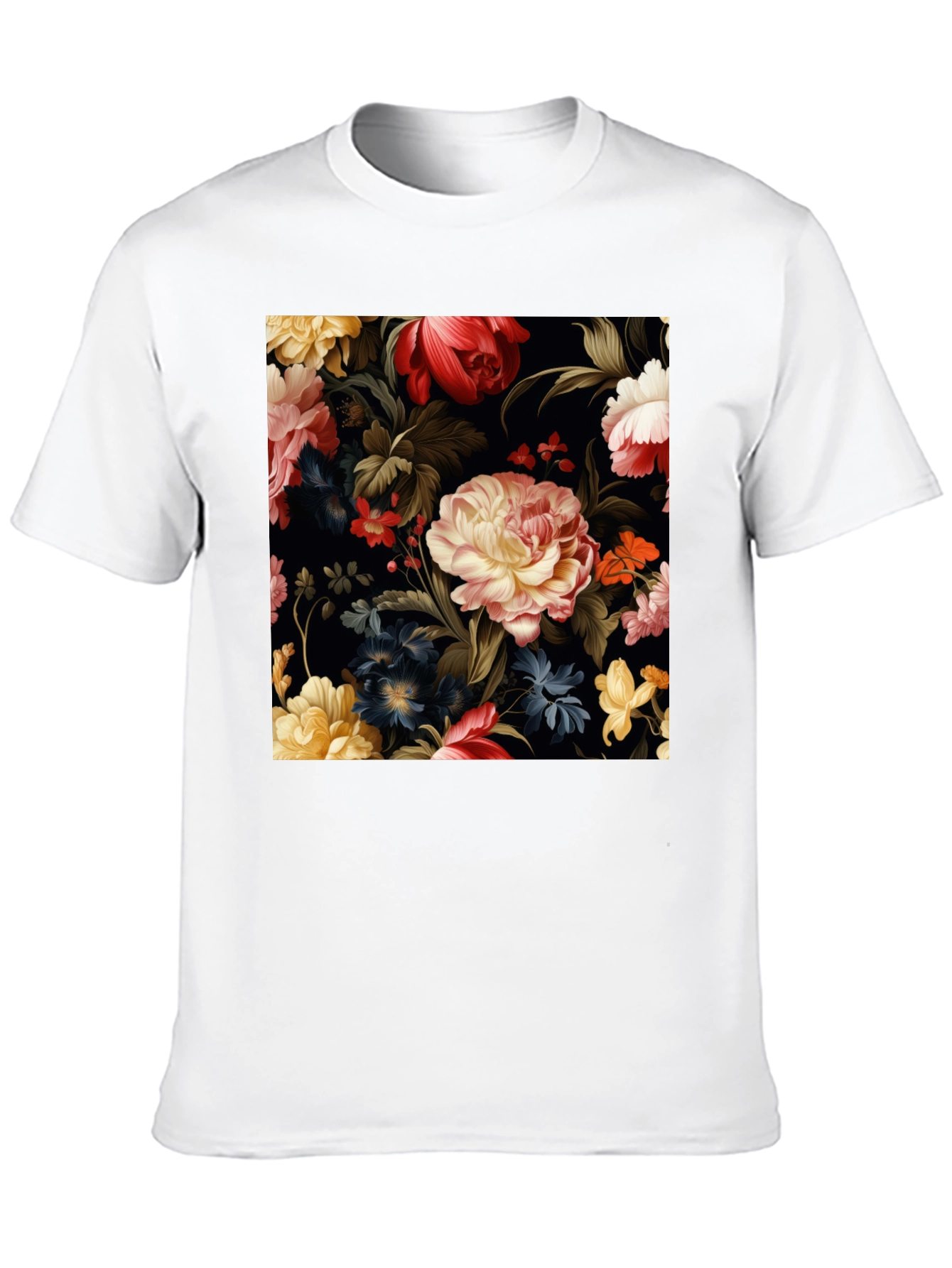 Black Floral Pattern Black T-Shirt view 10
