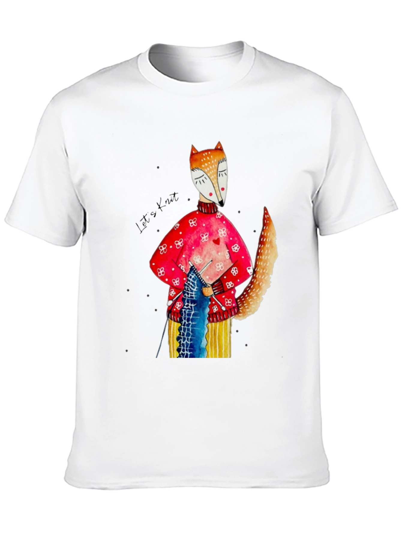 Black Fox Knitting Graphic Tee - Unique Artistic Design view 10