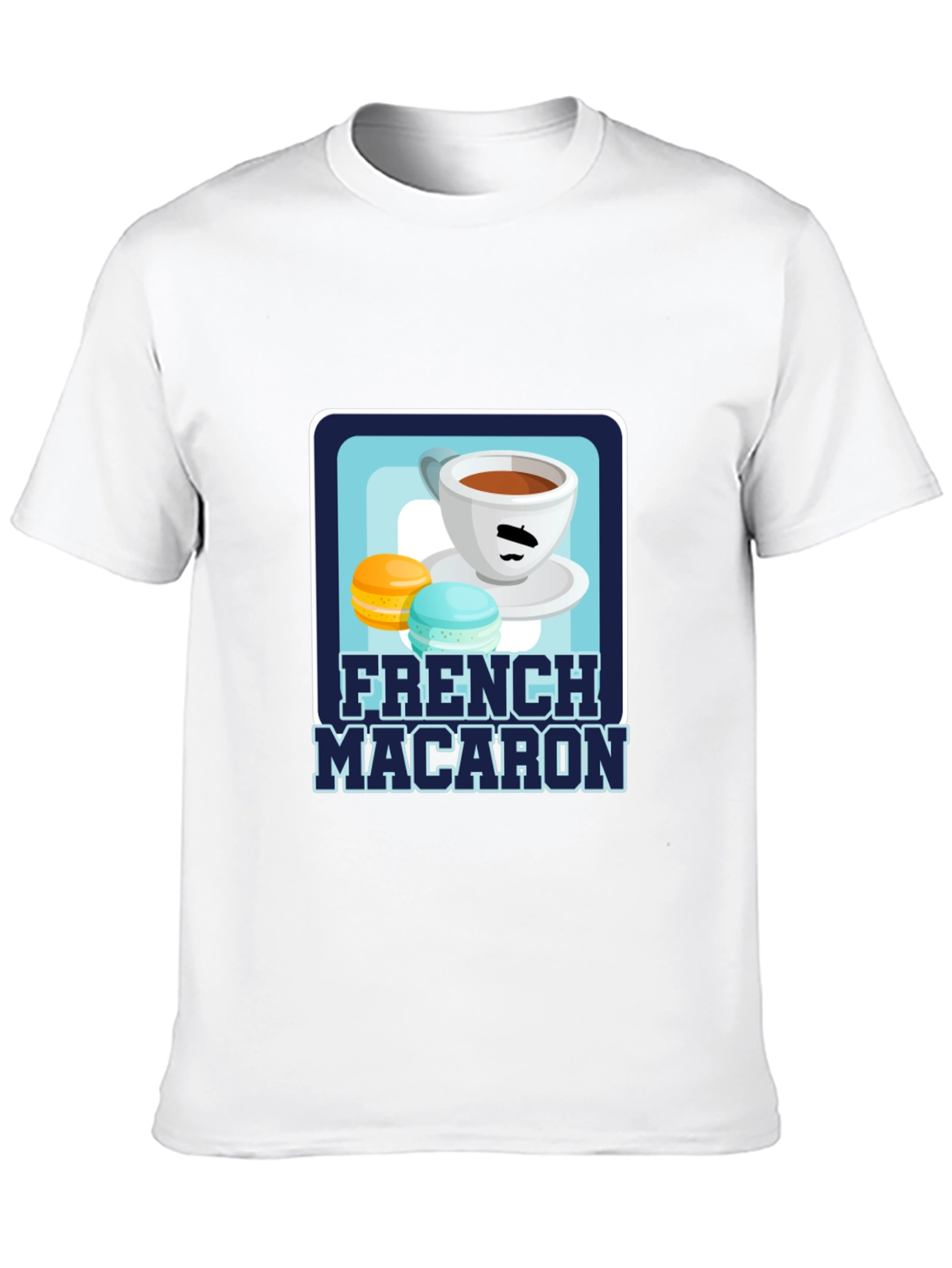 Black French Macaron T-Shirt | Coffee & Dessert Graphic Tee view 10