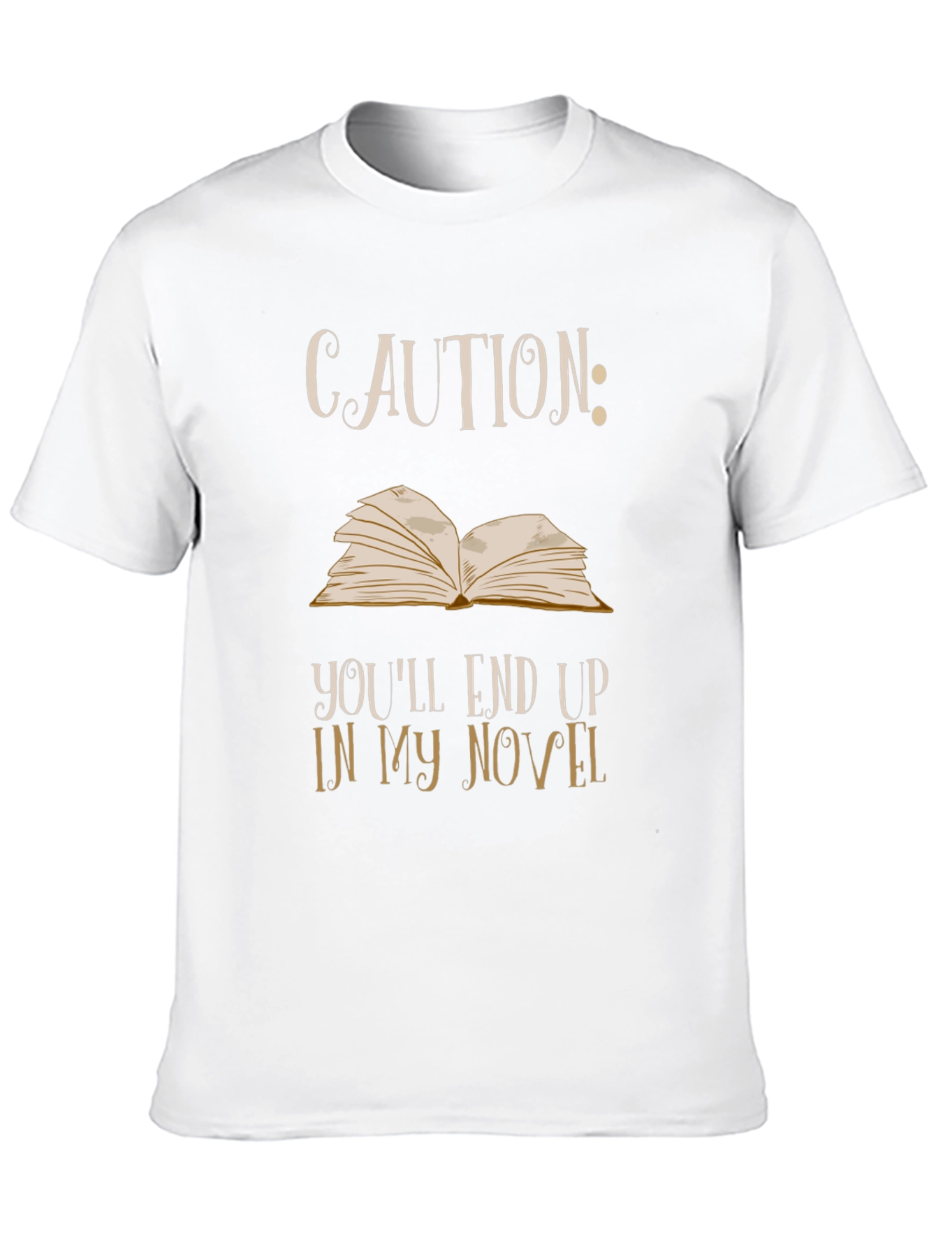 Black Caution Novel T-Shirt: Funny Writer Tee view 10
