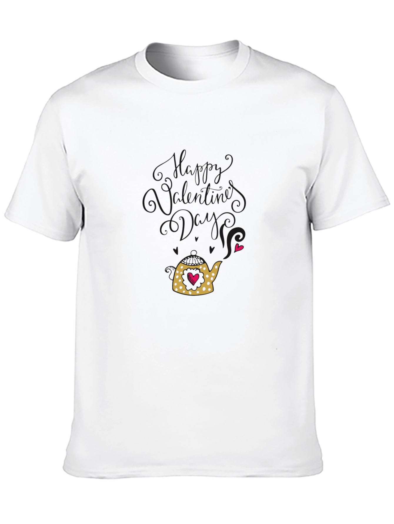 Black Heart Teapot Graphic Tee - Black Cotton Casual T-Shirt view 10