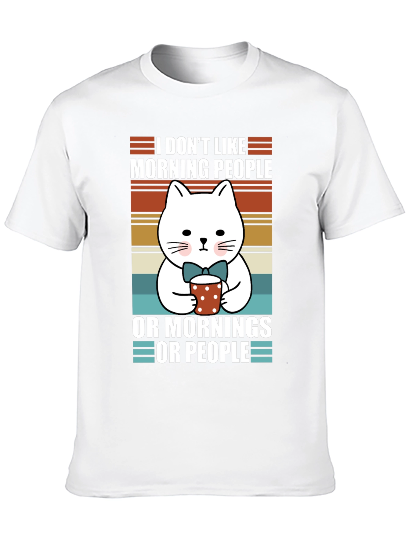 Black Funny Cat Morning People T-Shirt view 10