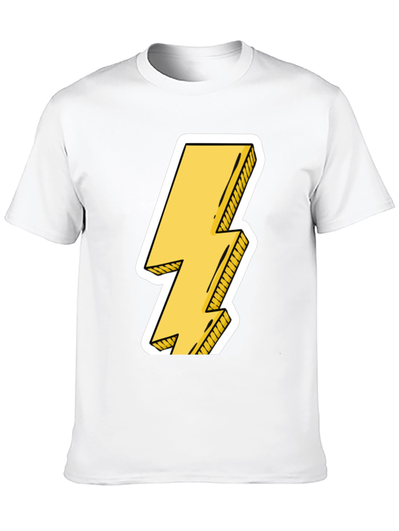 Black Lightning Bolt Graphic Tee - Black Cotton Casual T-Shirt view 10