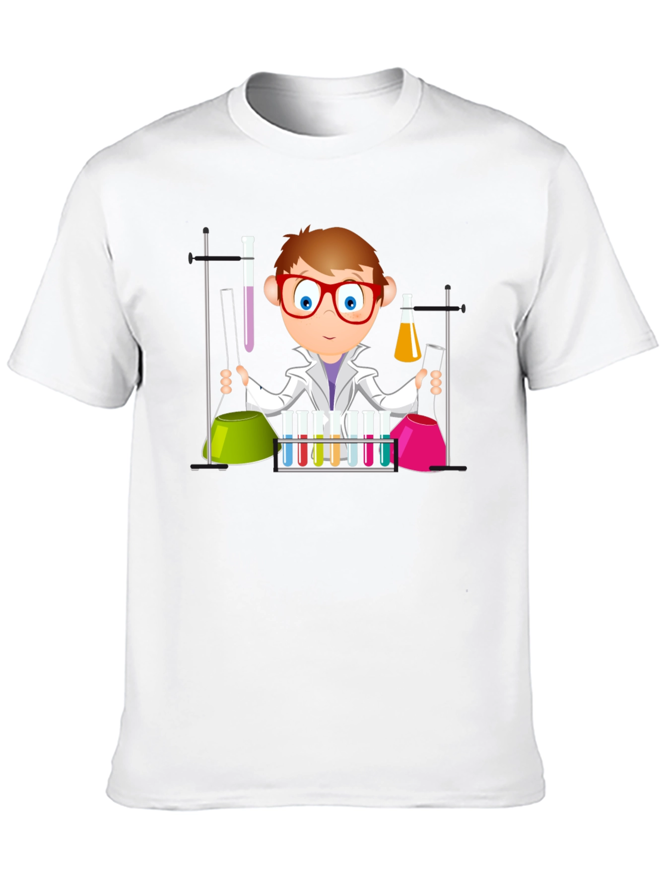Black Scientist Cartoon Graphic T-Shirt - Black view 10