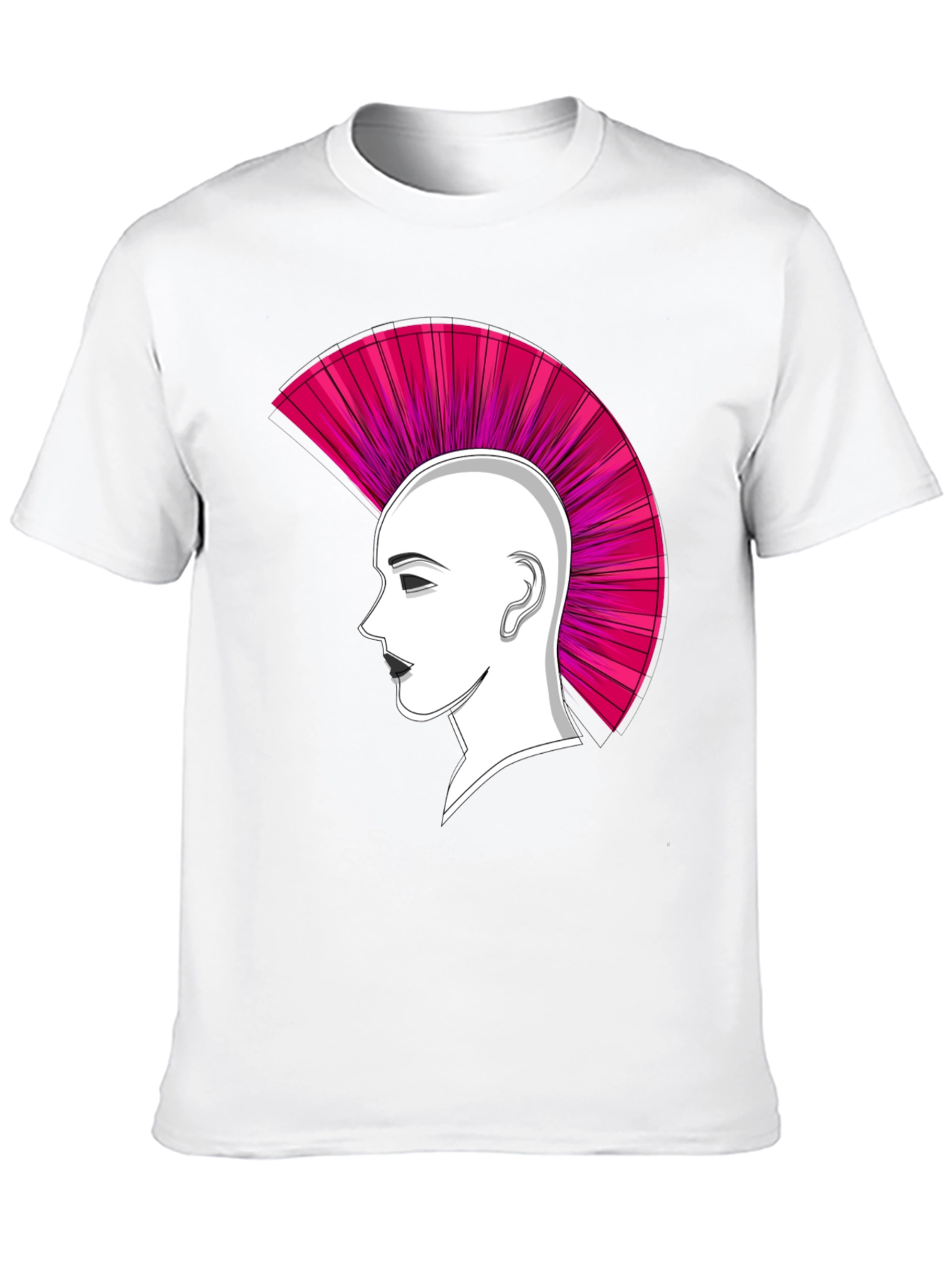 Black Punk Hairstyle Graphic Tee - Black Cotton T-Shirt view 10