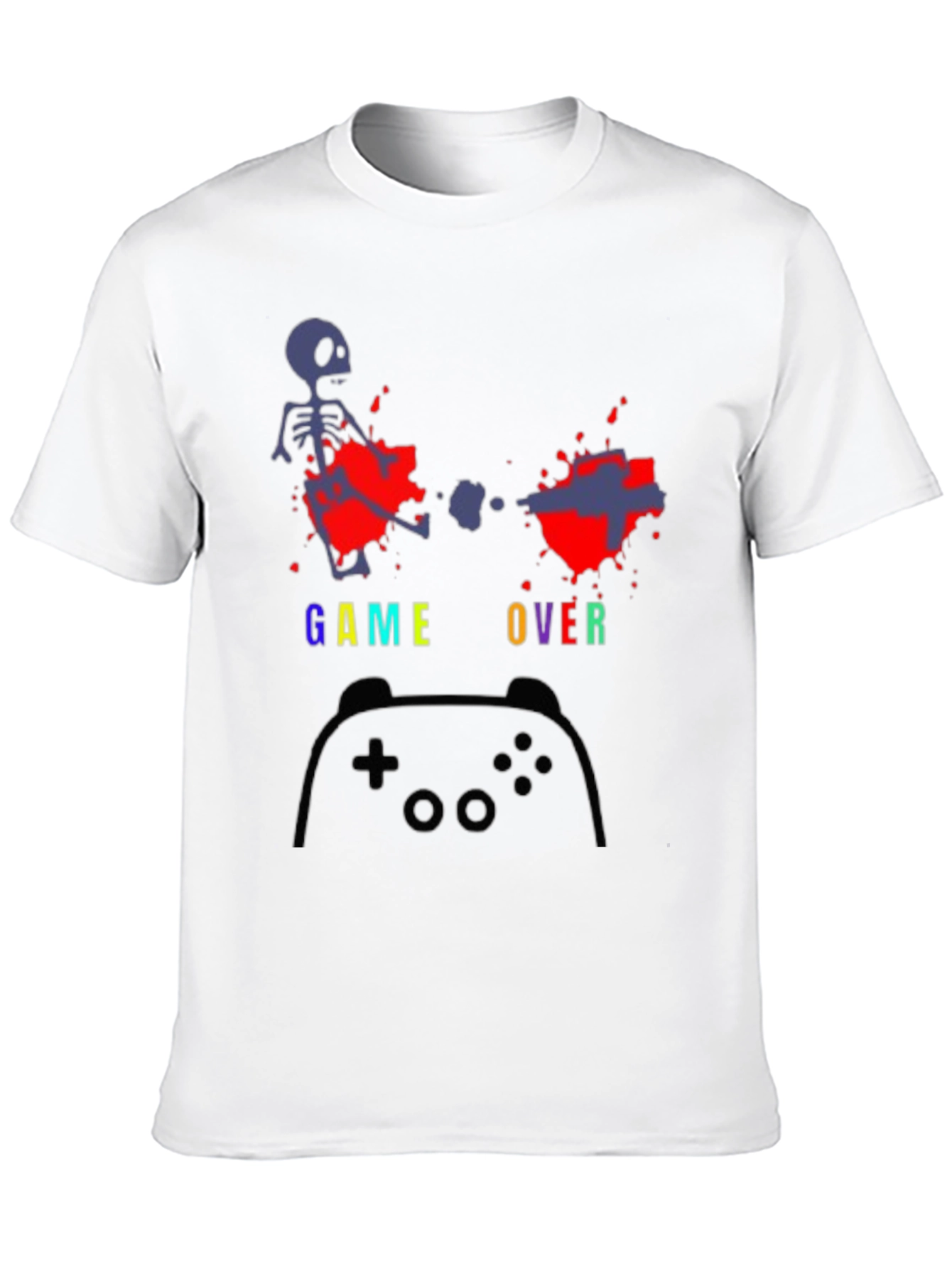 Black Game Over T-Shirt - Gamer Skeleton Tee view 10