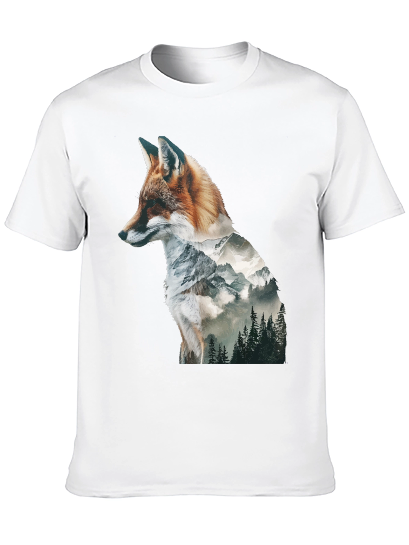 Black Fox & Mountain Graphic Print Black T-Shirt view 10