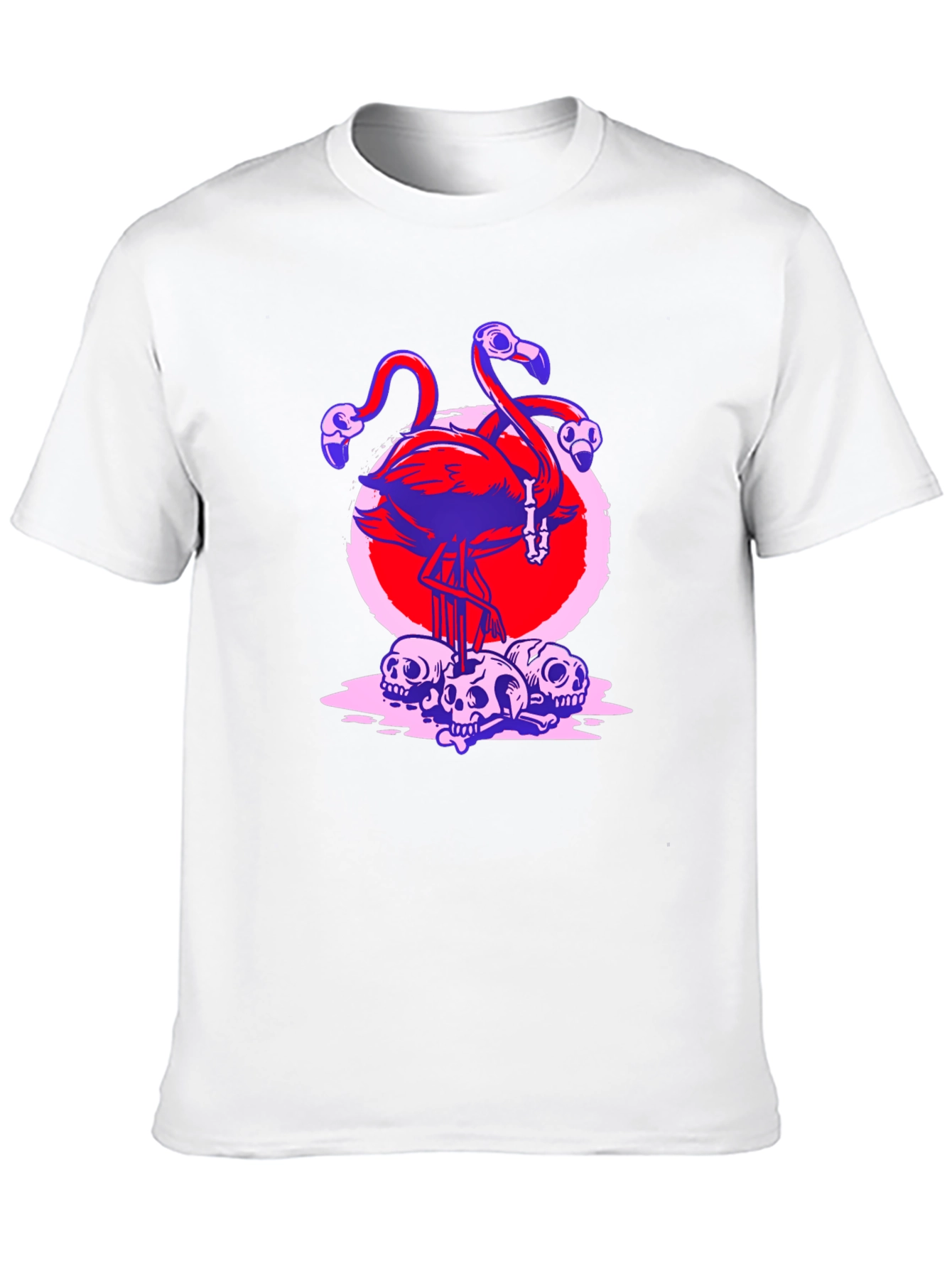 Black Flamingo Skull Graphic Tee - Unique Design T-Shirt view 10