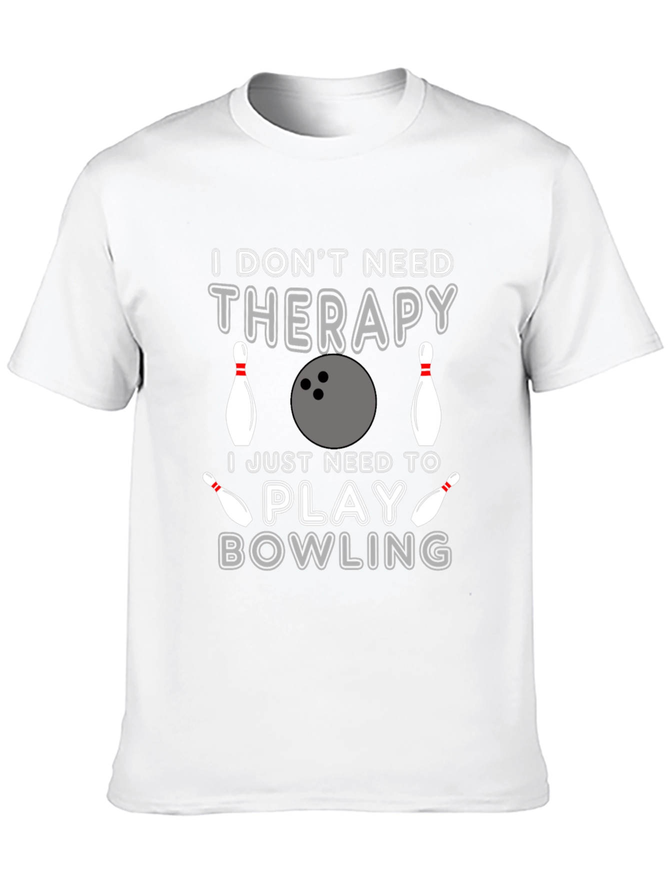 Black Funny Bowling Therapy Graphic T-Shirt view 10