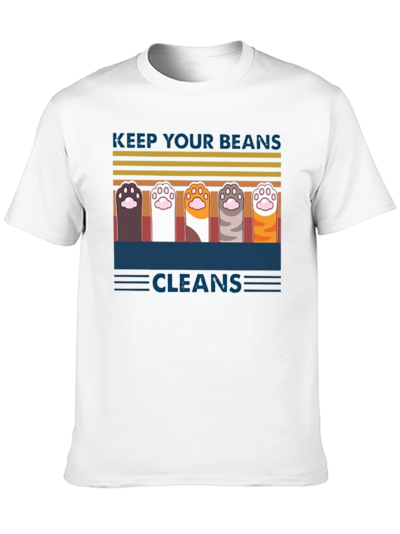 Black Keep Your Beans Clean T-Shirt | Cute Cat Paw Design view 10
