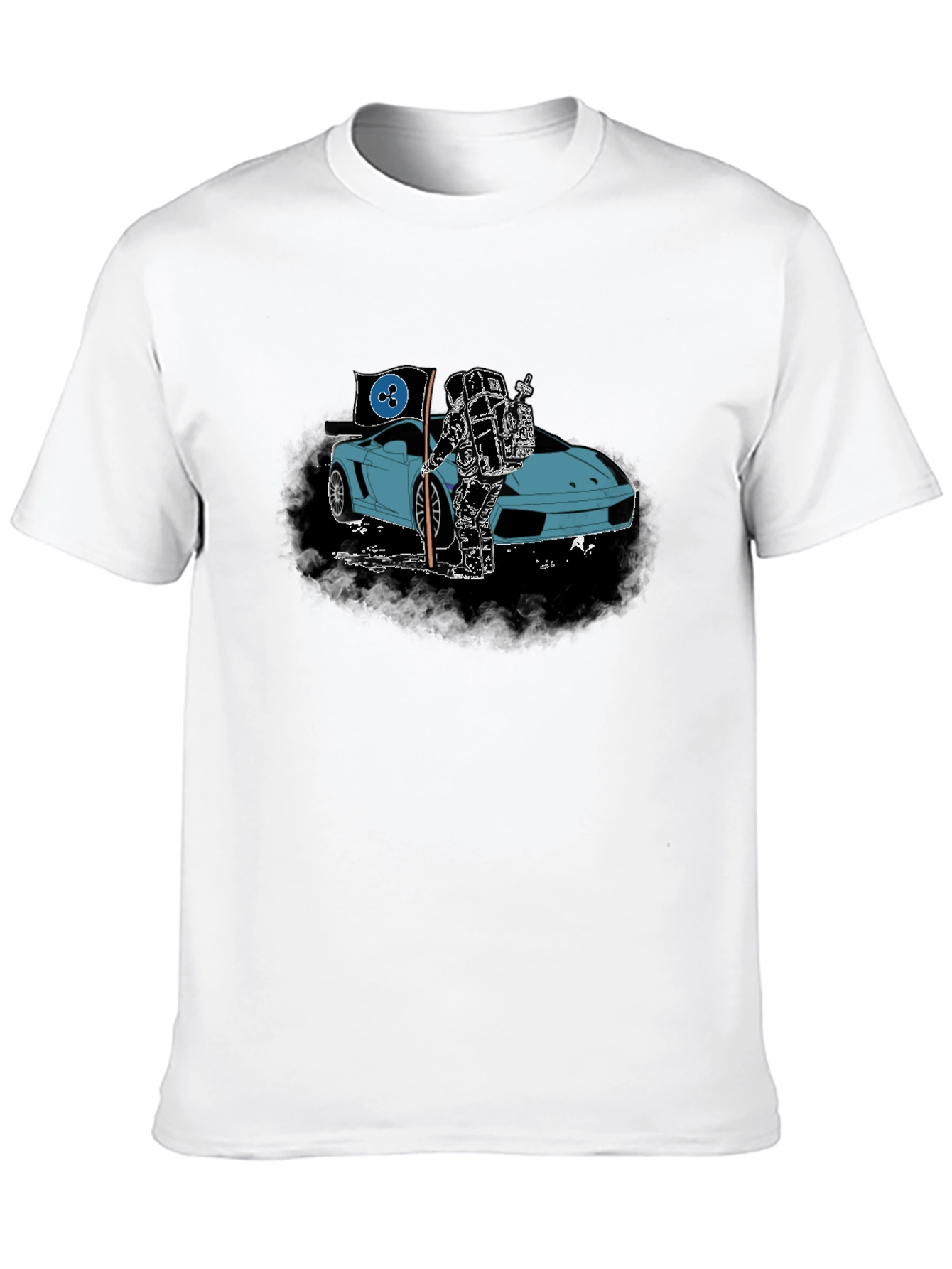 Black Astronaut & Sports Car Graphic T-Shirt view 10