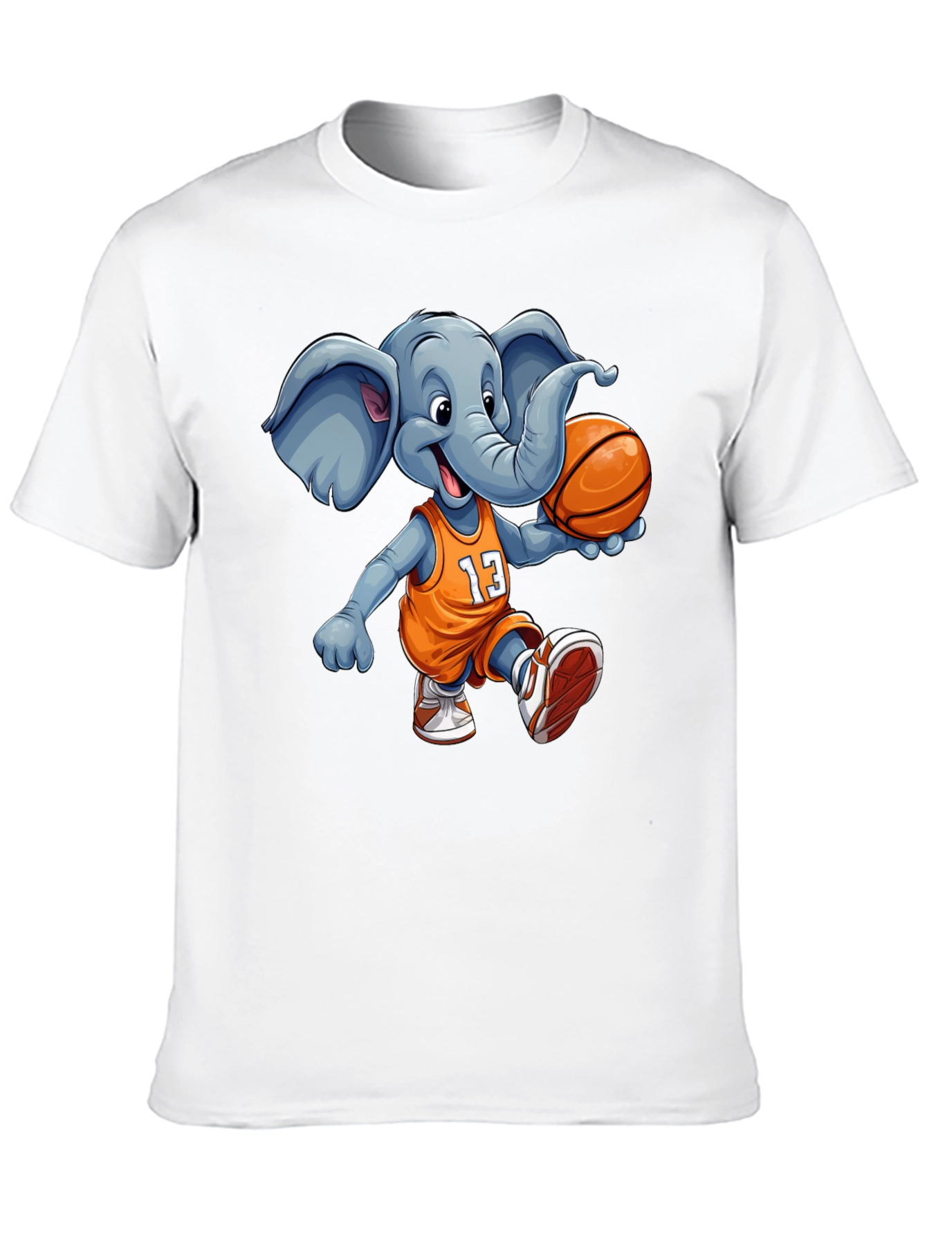 Black Elephant Basketball T-Shirt - Funny Animal Graphic Tee view 10